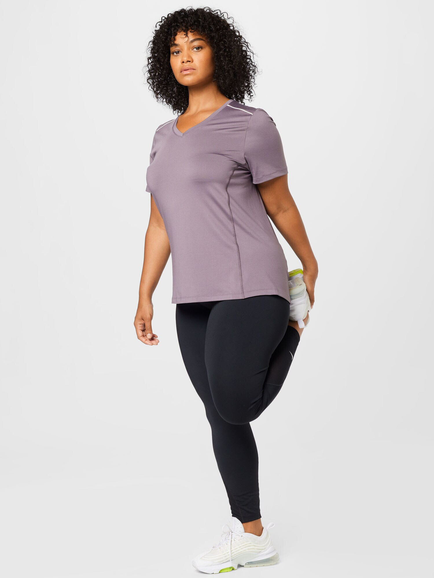 Esprit Sport Curvy Tricou funcțional gri taupe / alb - Pled.ro