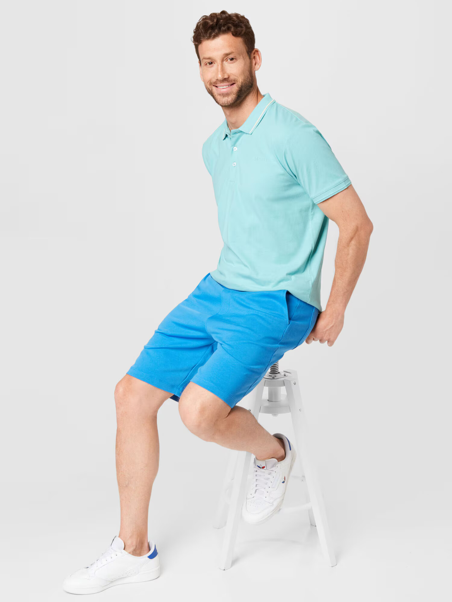 ESPRIT Tricou albastru aqua / alb - Pled.ro