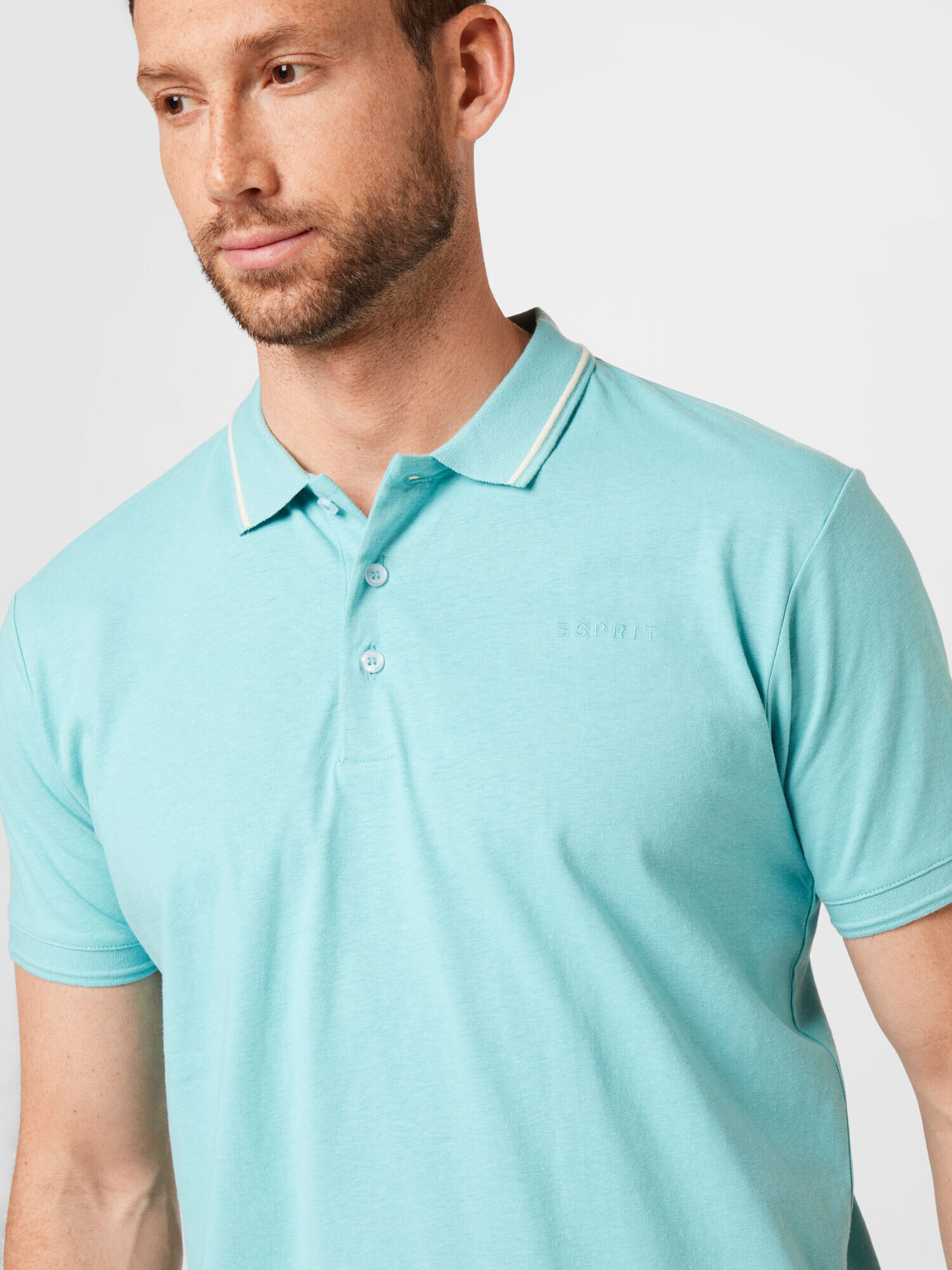 ESPRIT Tricou albastru aqua / alb - Pled.ro