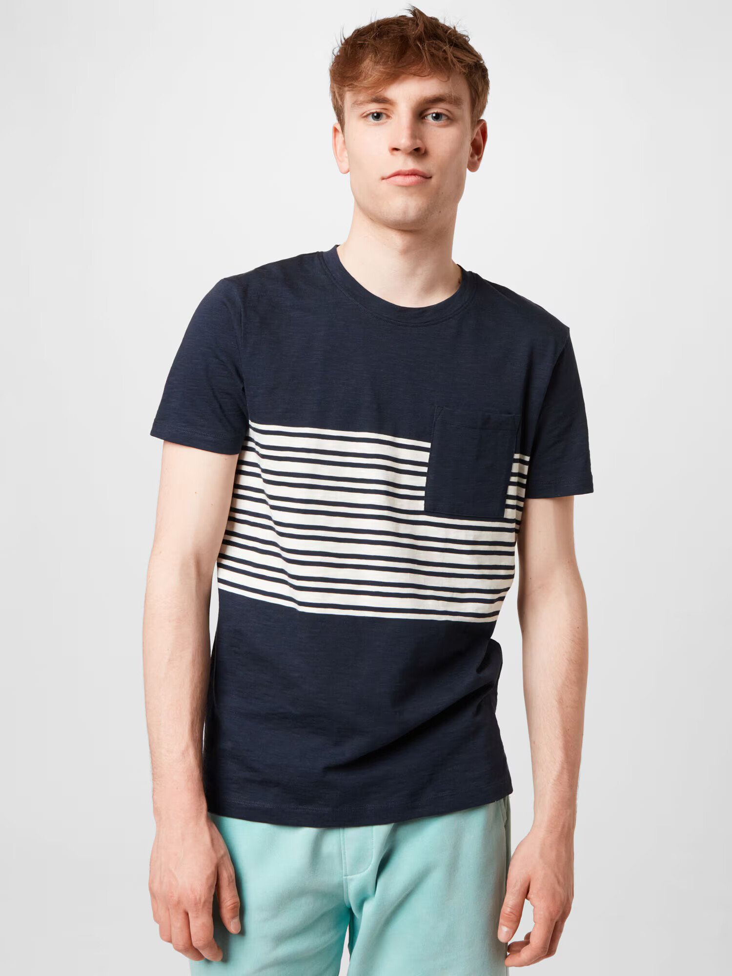 ESPRIT Tricou albastru noapte / alb - Pled.ro