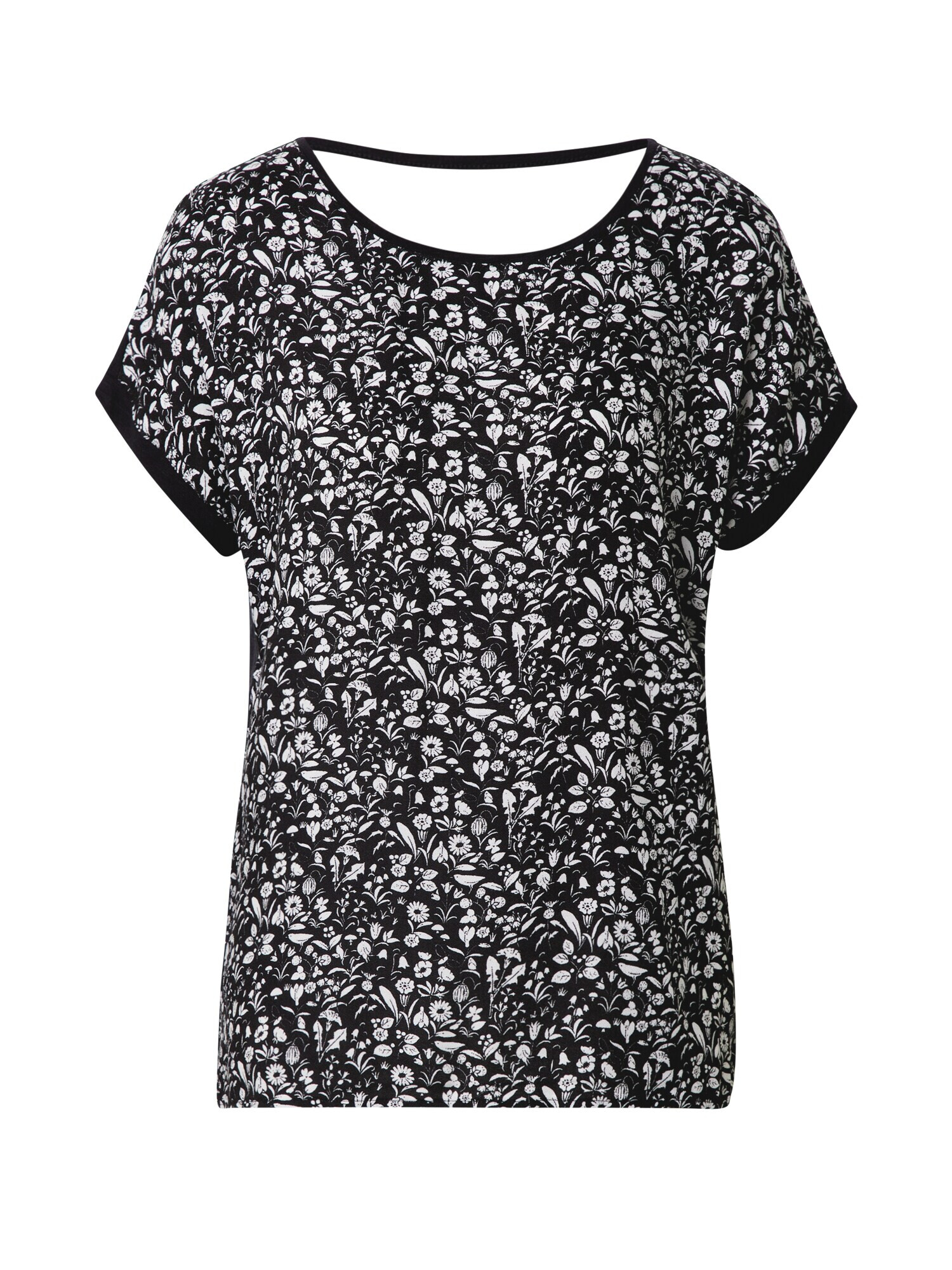 ESPRIT Tricou 'AOP AW TEE' negru / alb - Pled.ro