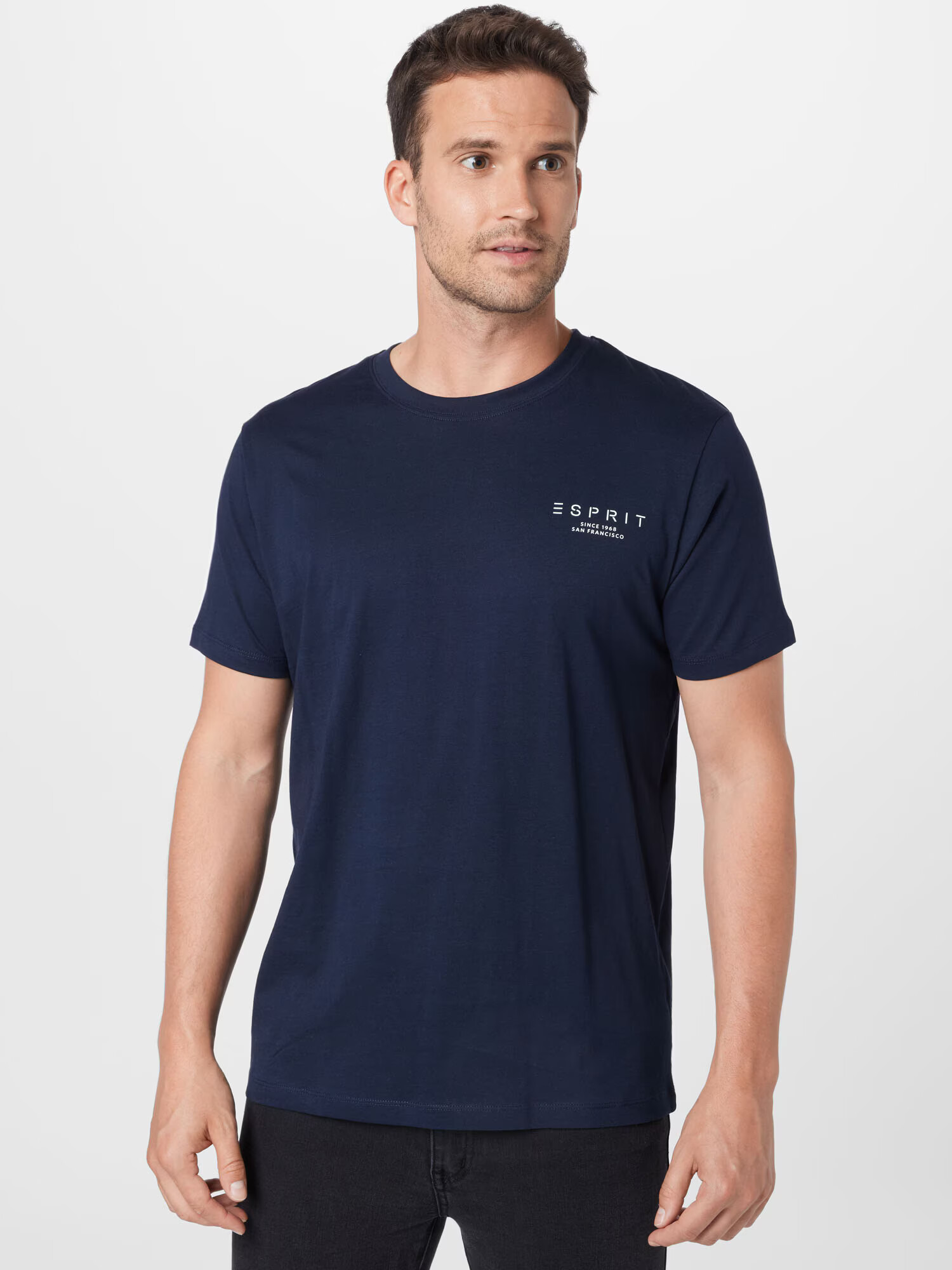 ESPRIT Tricou bleumarin / alb - Pled.ro