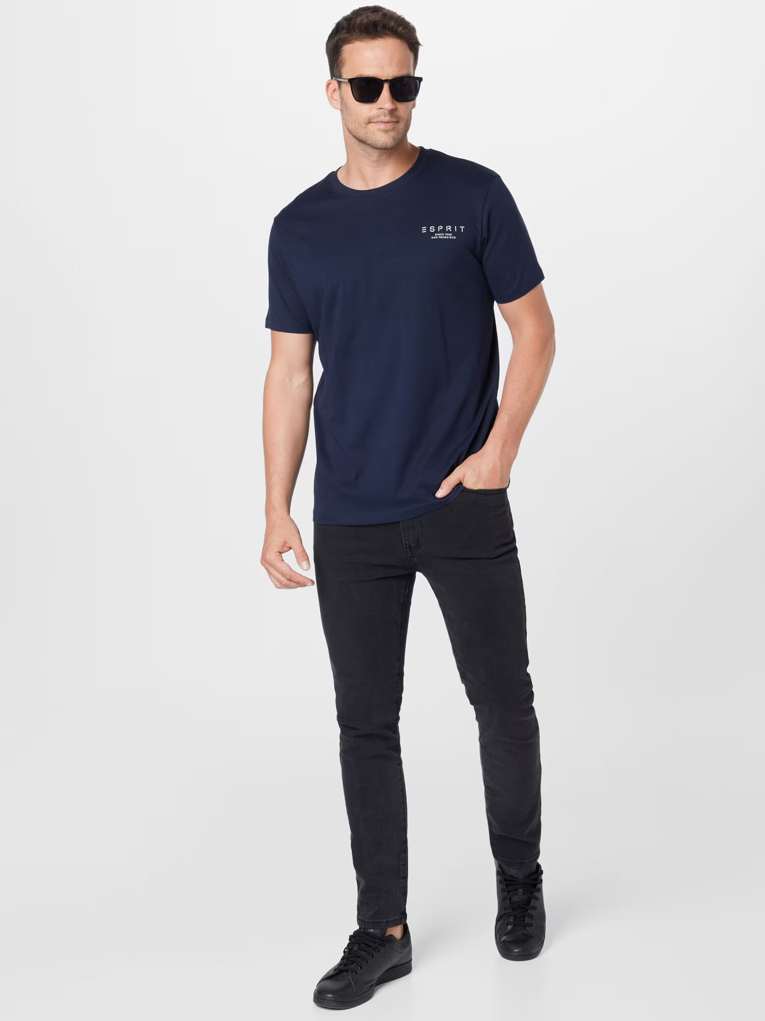 ESPRIT Tricou bleumarin / alb - Pled.ro