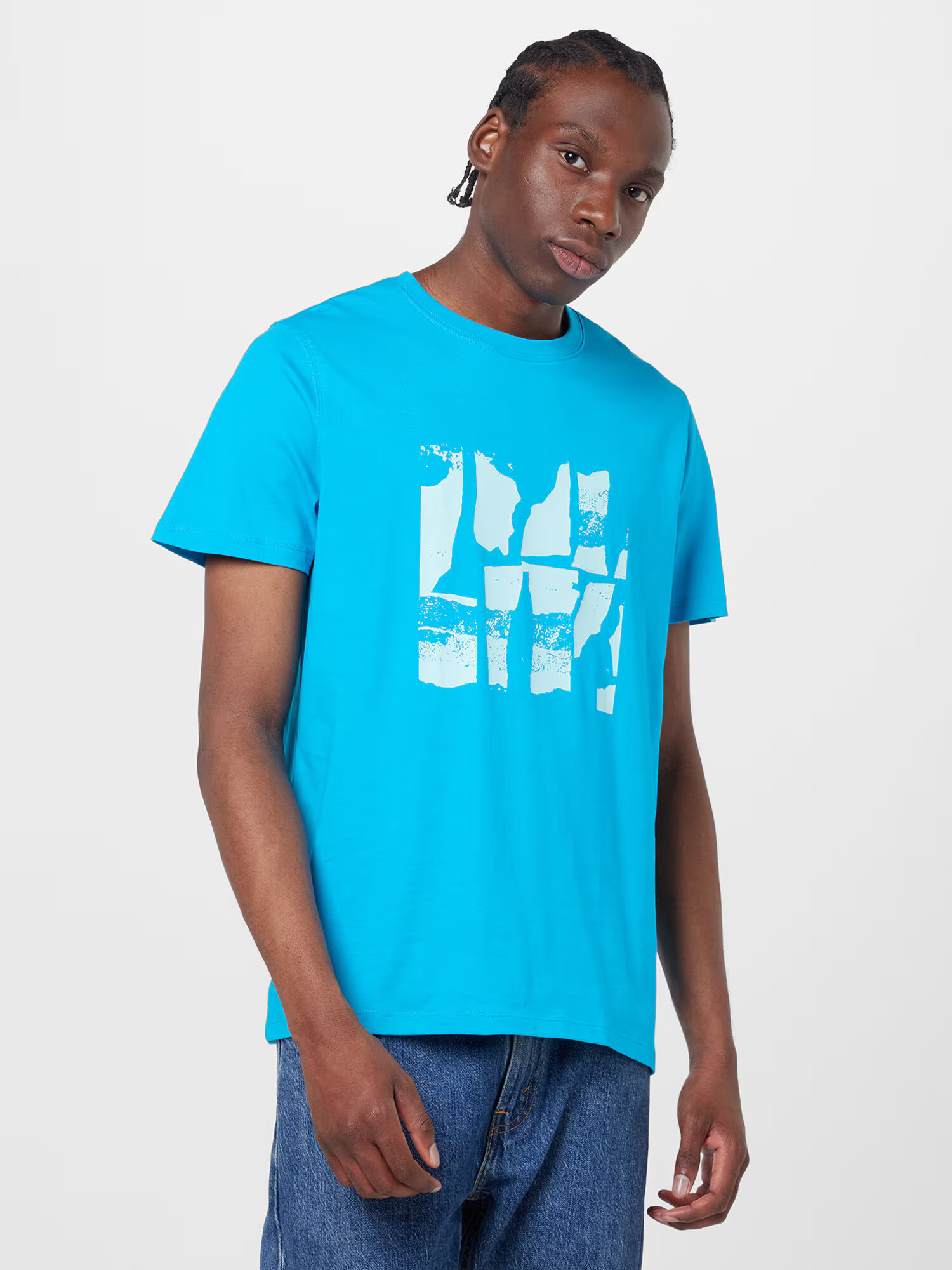 ESPRIT Tricou cyan / alb - Pled.ro