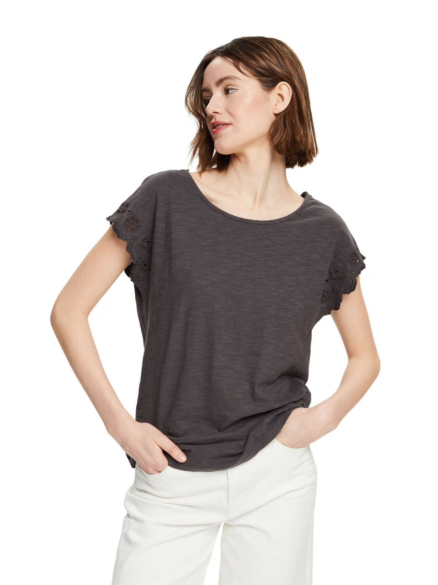 ESPRIT Tricou gri metalic - Pled.ro