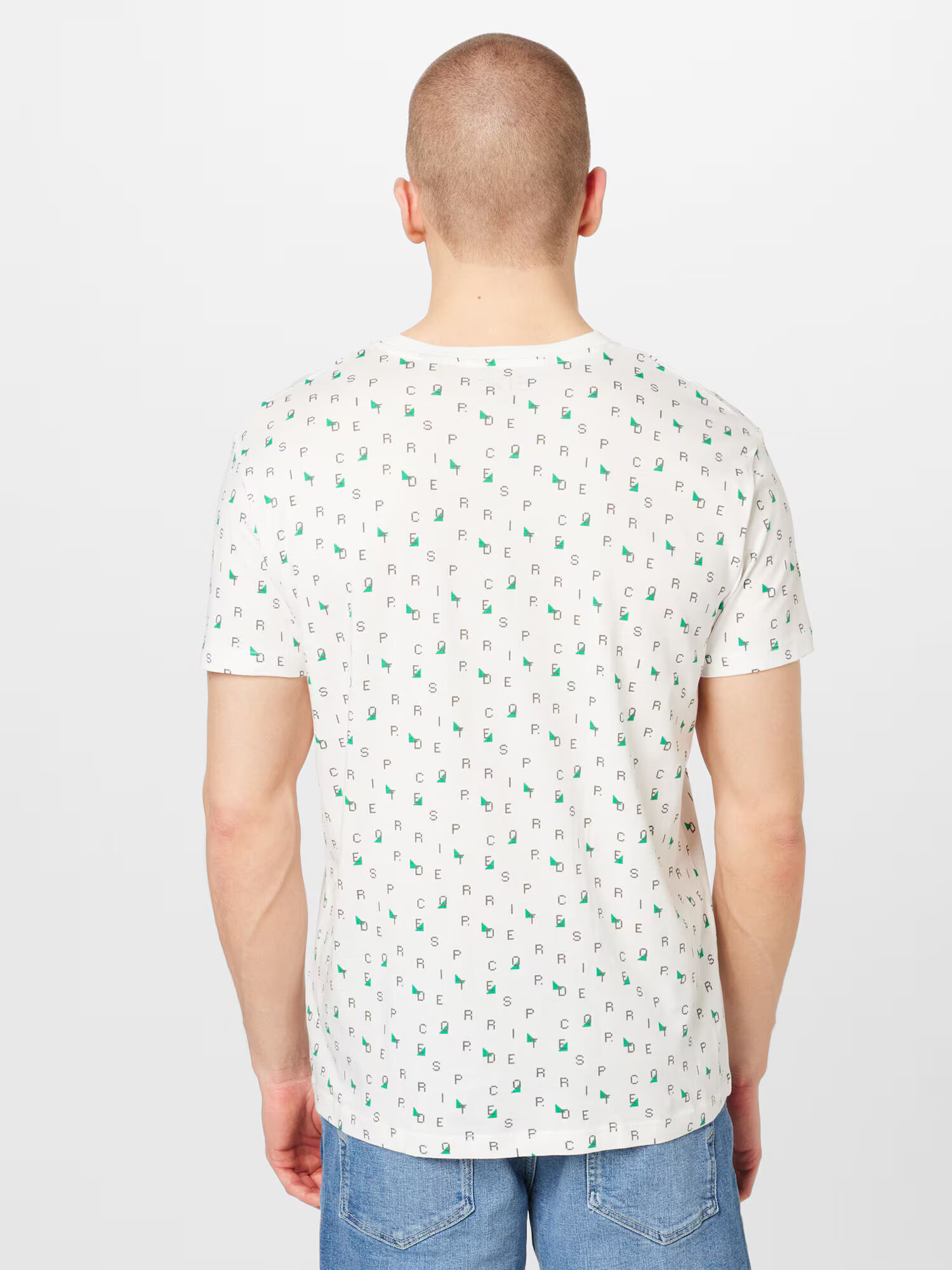 ESPRIT Tricou gri / verde / alb murdar - Pled.ro