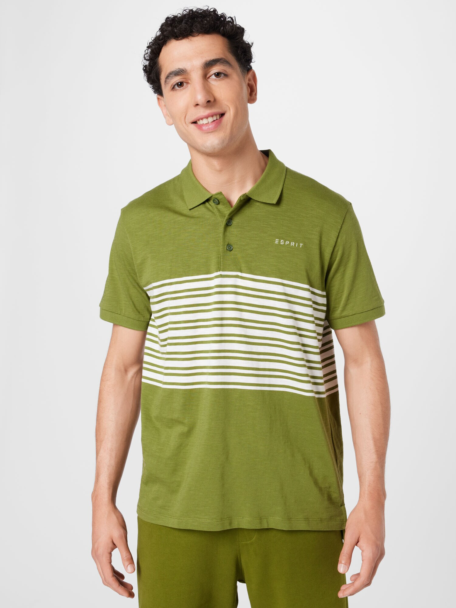 ESPRIT Tricou verde / alb - Pled.ro