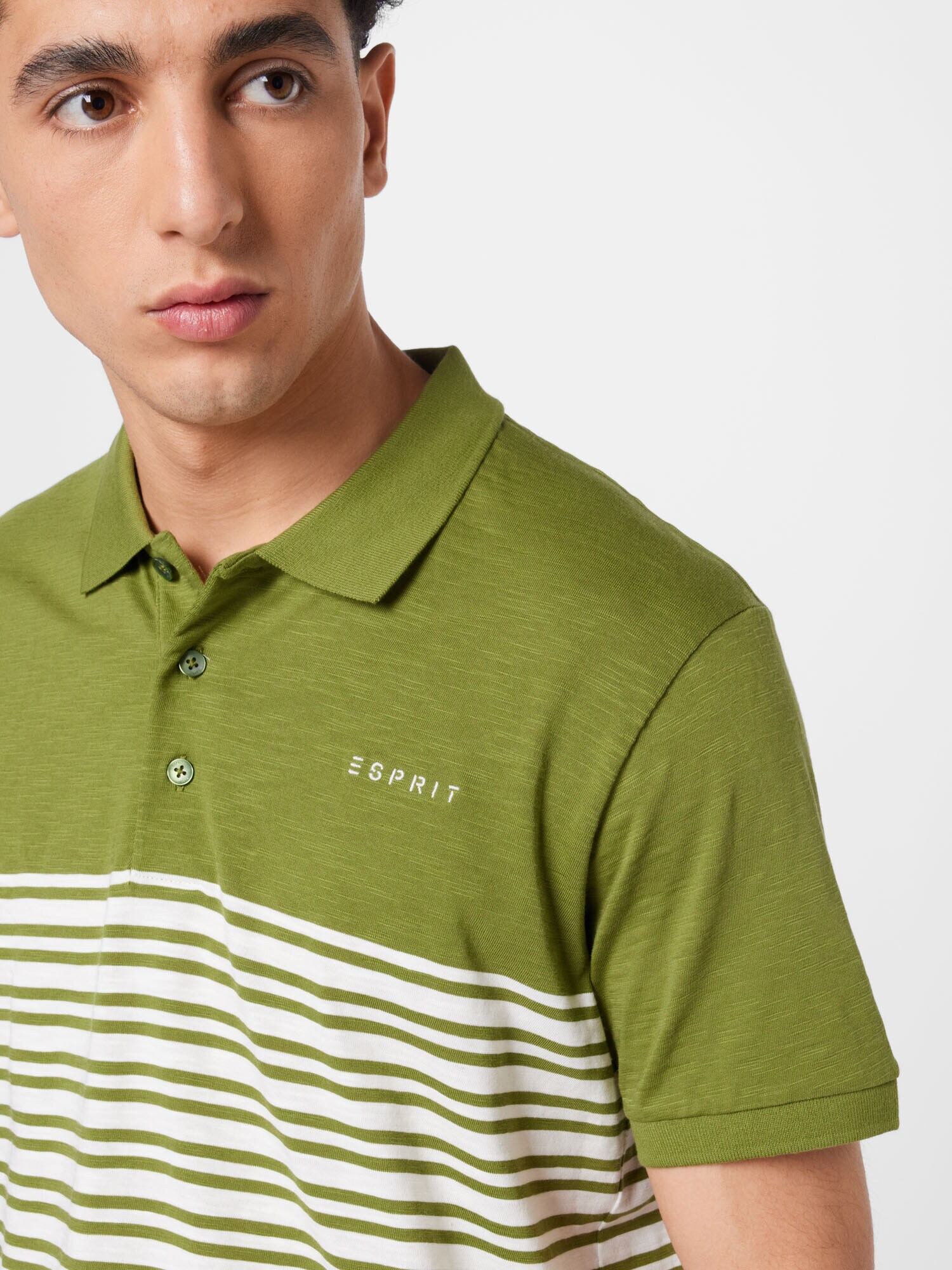 ESPRIT Tricou verde / alb - Pled.ro