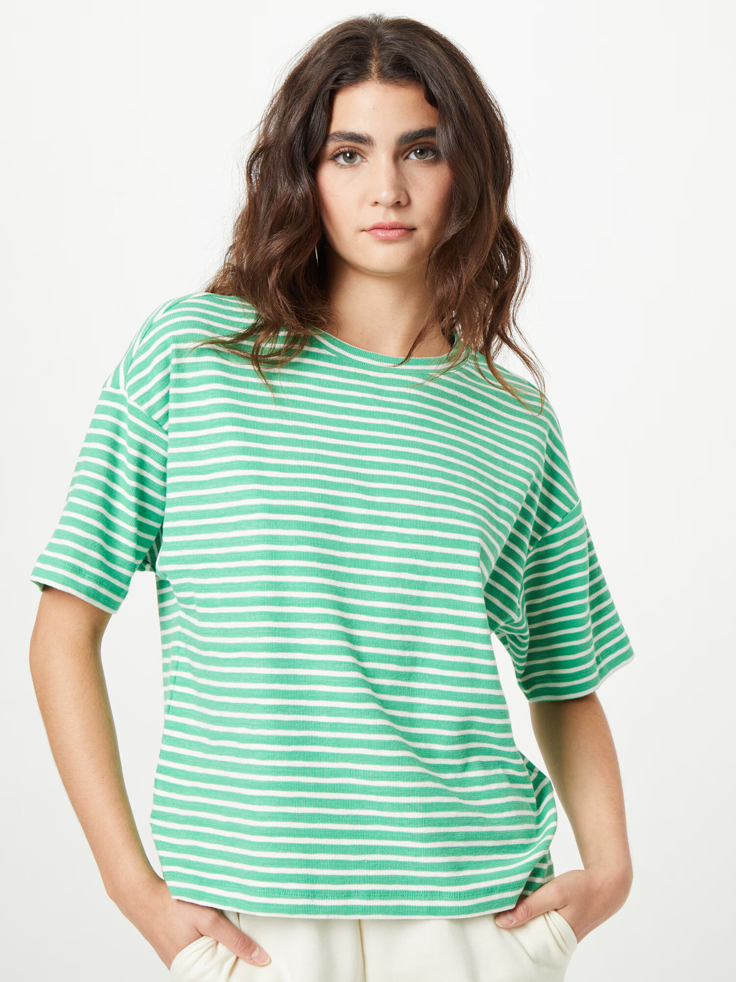 ESPRIT Tricou verde iarbă / alb - Pled.ro