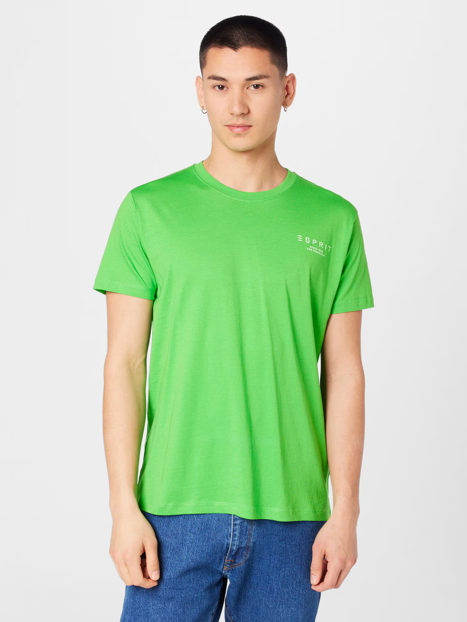 ESPRIT Tricou verde iarbă / alb - Pled.ro