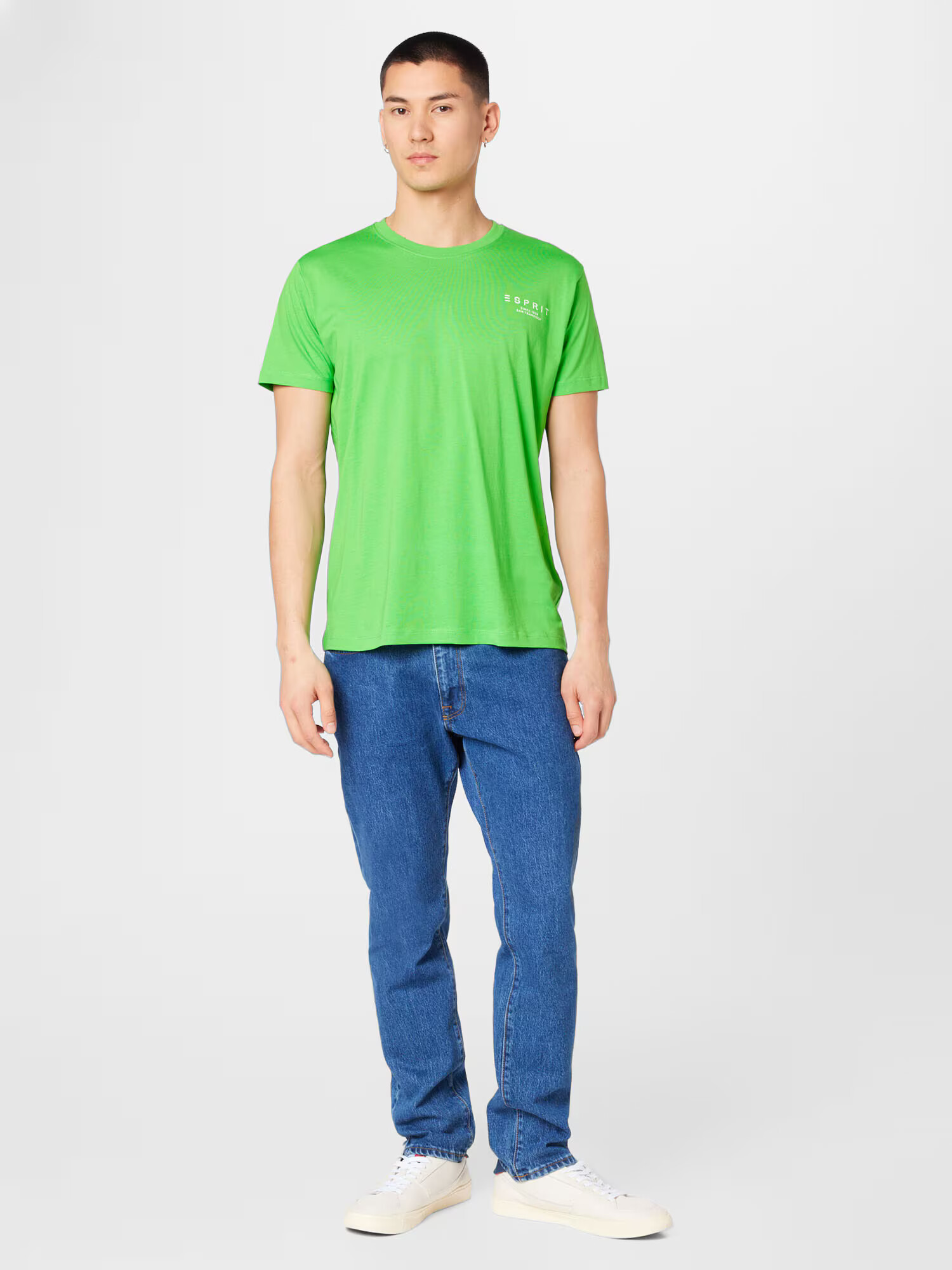 ESPRIT Tricou verde iarbă / alb - Pled.ro