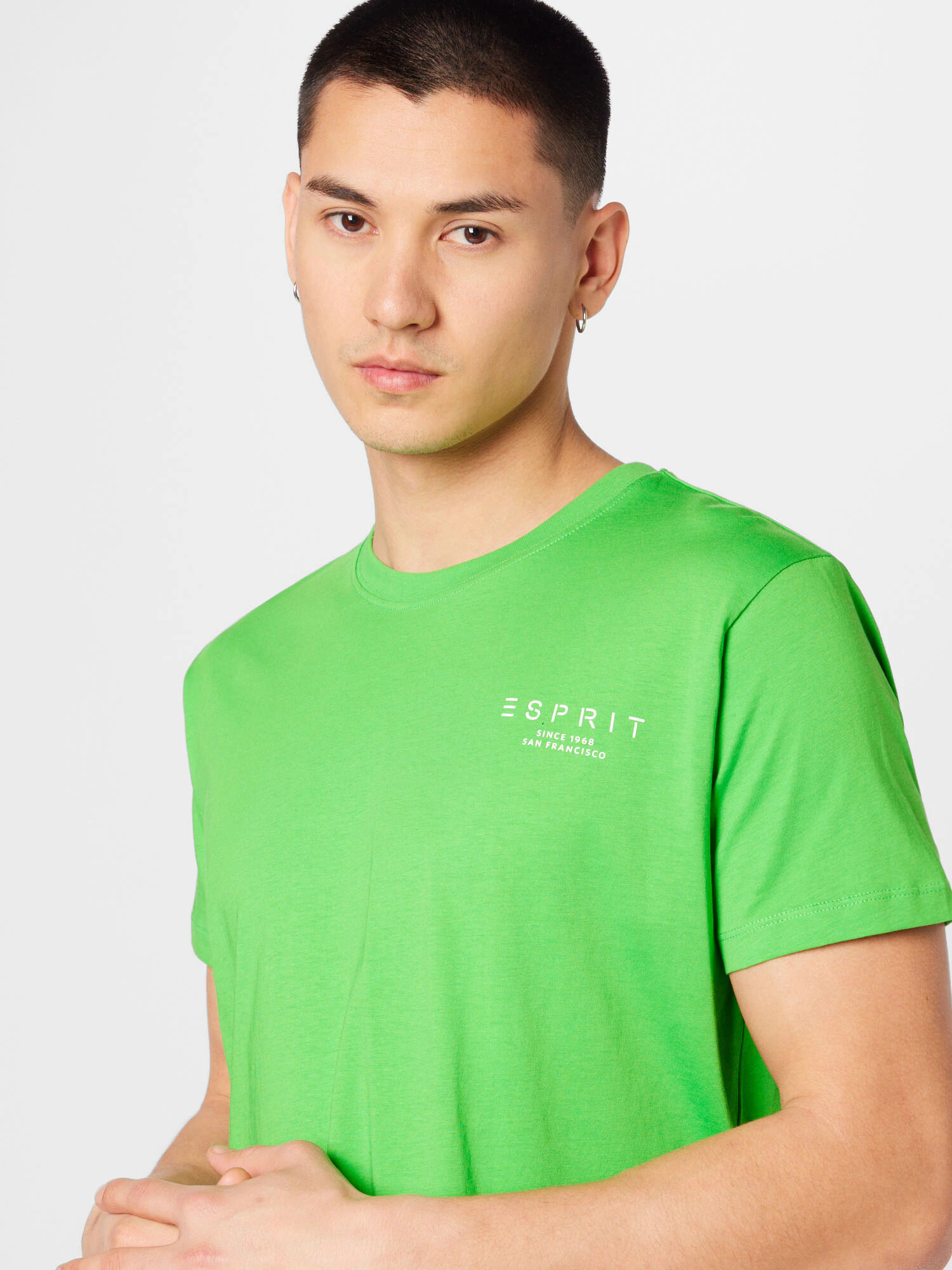 ESPRIT Tricou verde iarbă / alb - Pled.ro