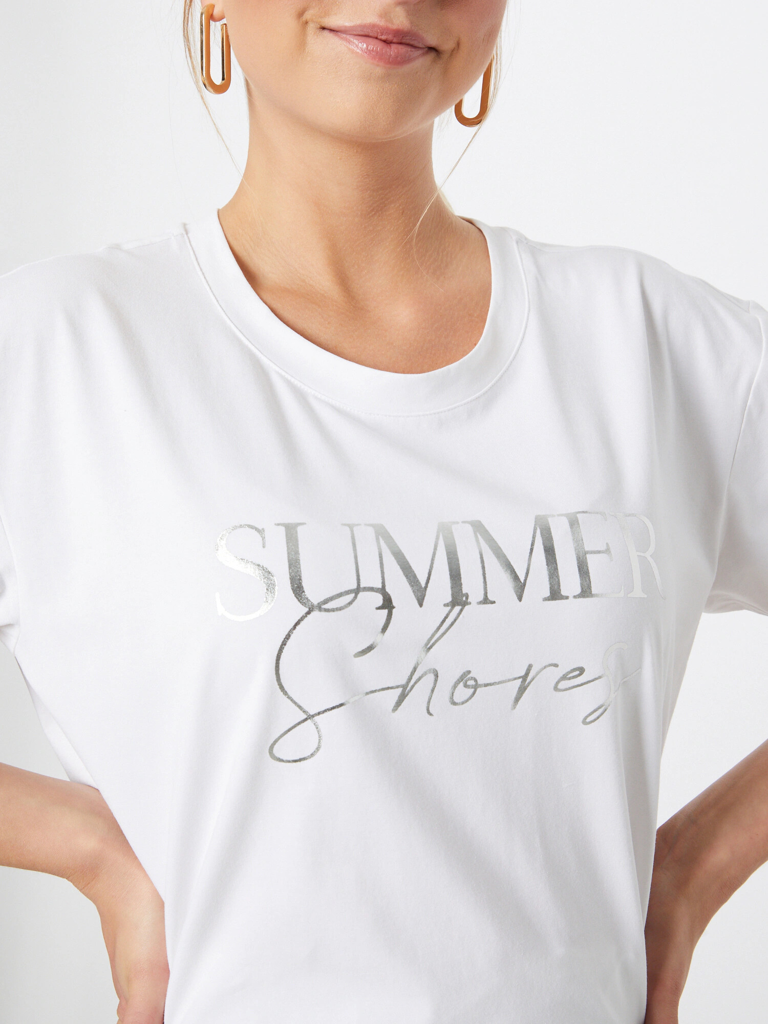 Esqualo Tricou 'Summer Shores' argintiu / alb - Pled.ro