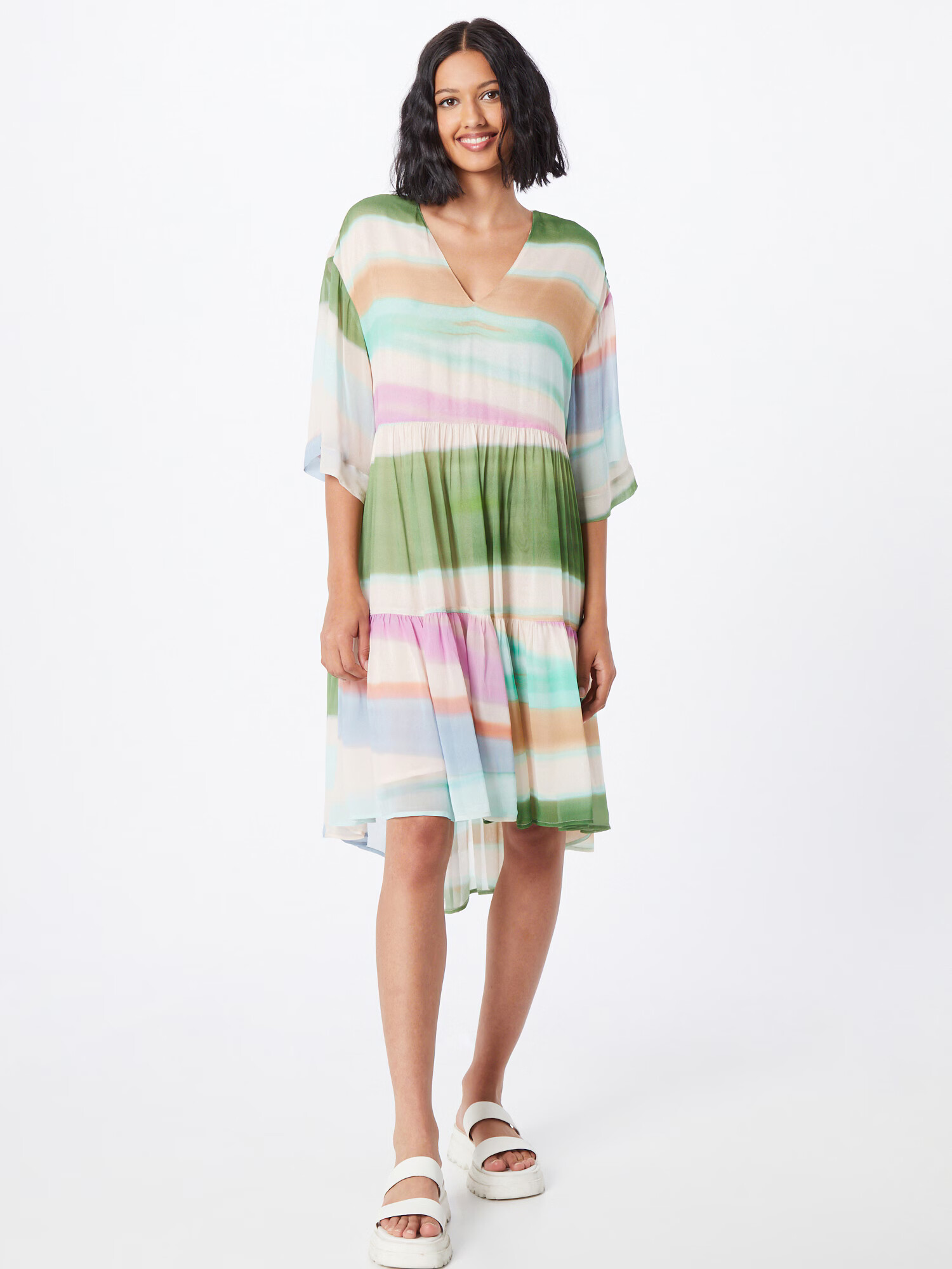 Essentiel Antwerp Rochie 'BERLING' crem / albastru deschis / maro deschis / verde - Pled.ro