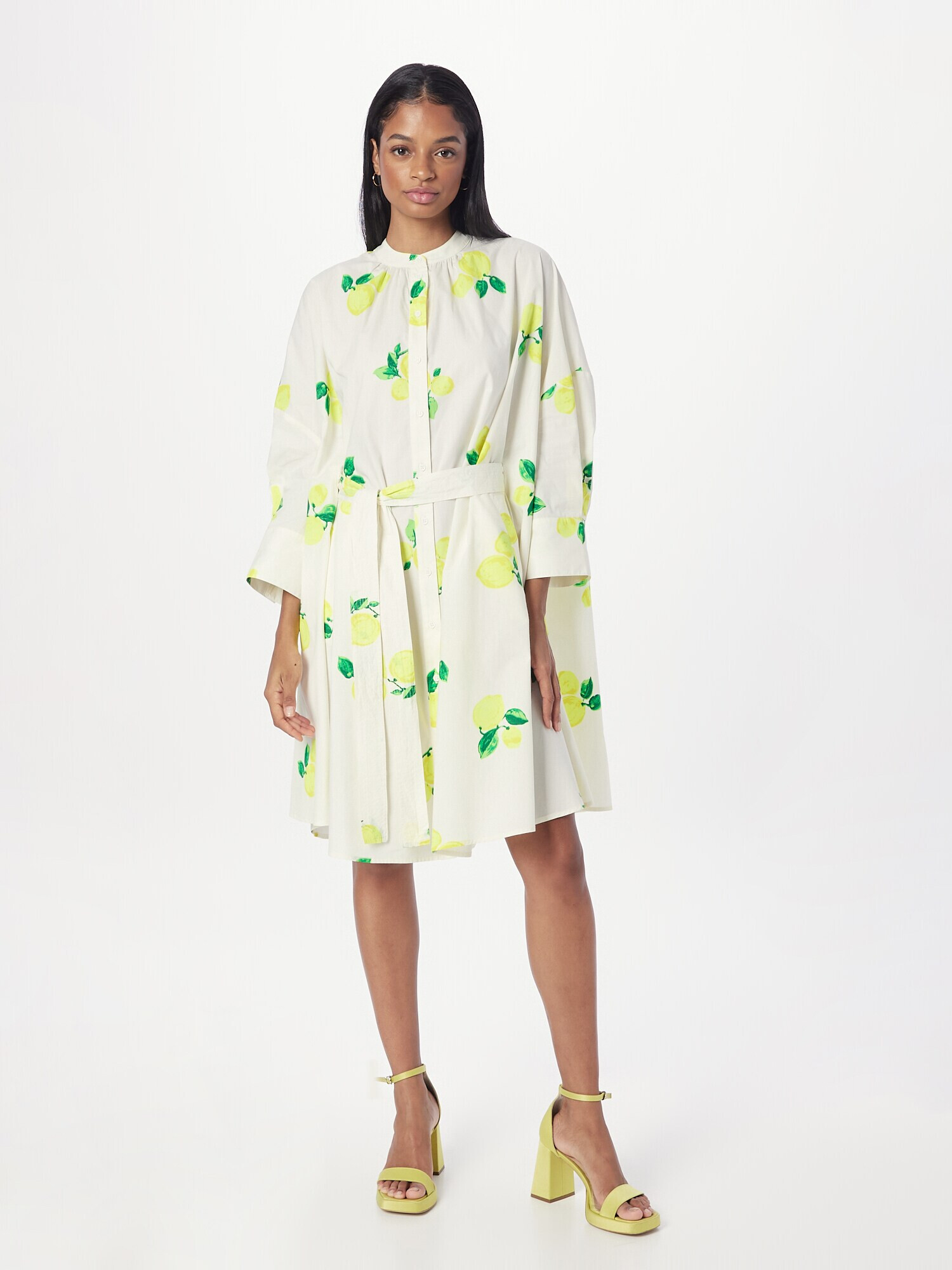 Essentiel Antwerp Rochie tip bluză 'Dimi' galben citron / verde / alb - Pled.ro