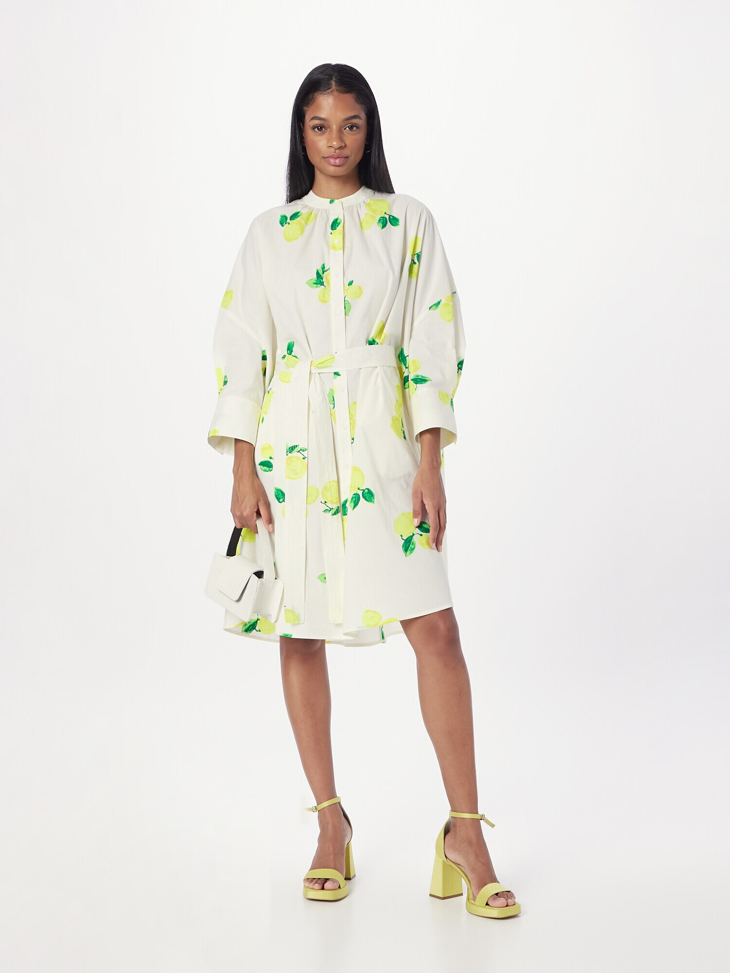 Essentiel Antwerp Rochie tip bluză 'Dimi' galben citron / verde / alb - Pled.ro