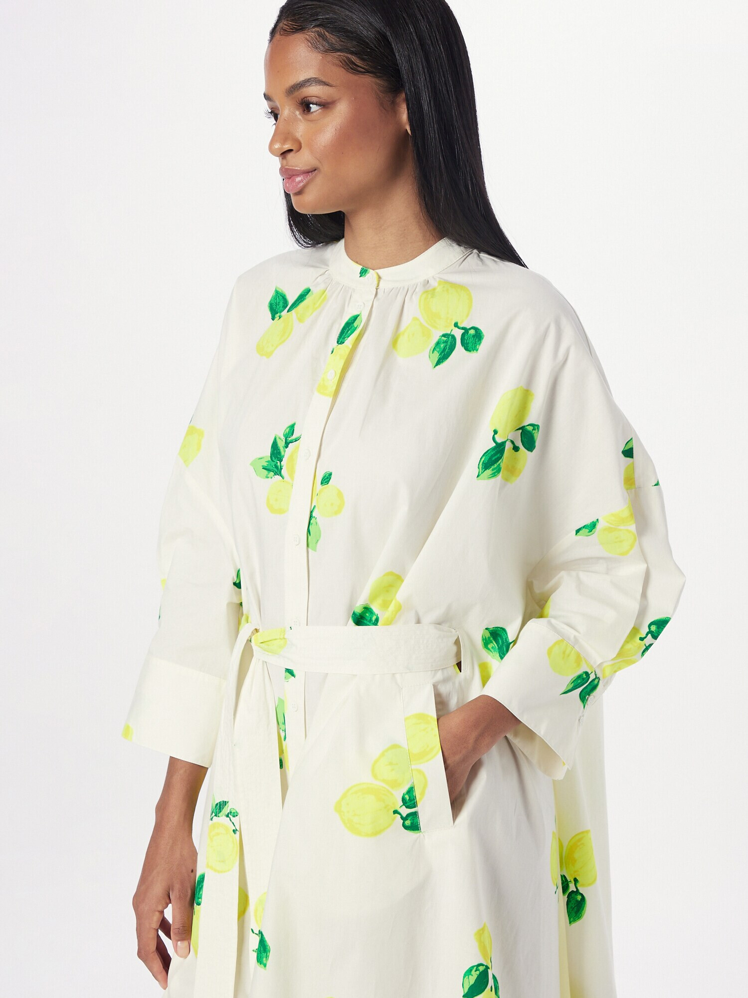 Essentiel Antwerp Rochie tip bluză 'Dimi' galben citron / verde / alb - Pled.ro