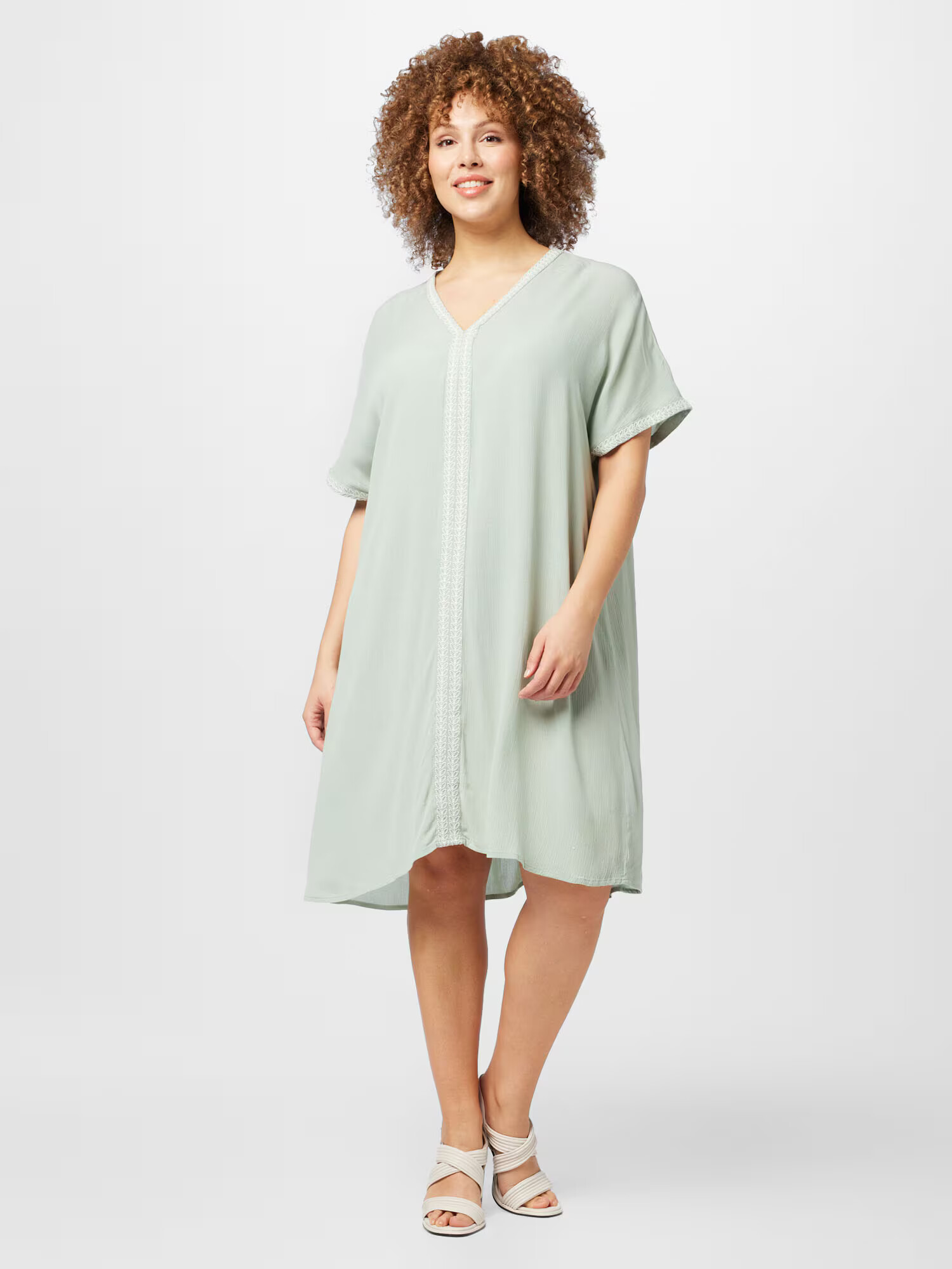 EVOKED Rochie 'MICHELLE' verde deschis / alb - Pled.ro