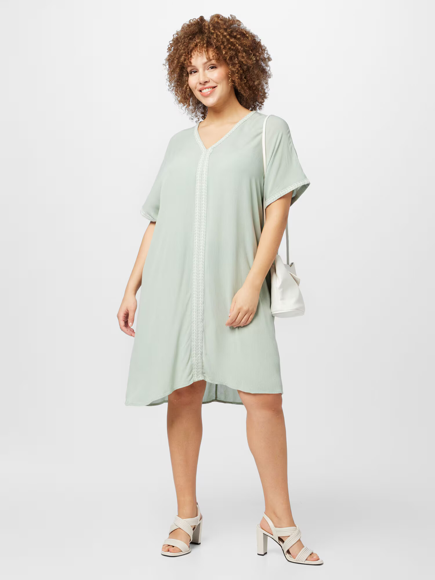 EVOKED Rochie 'MICHELLE' verde deschis / alb - Pled.ro