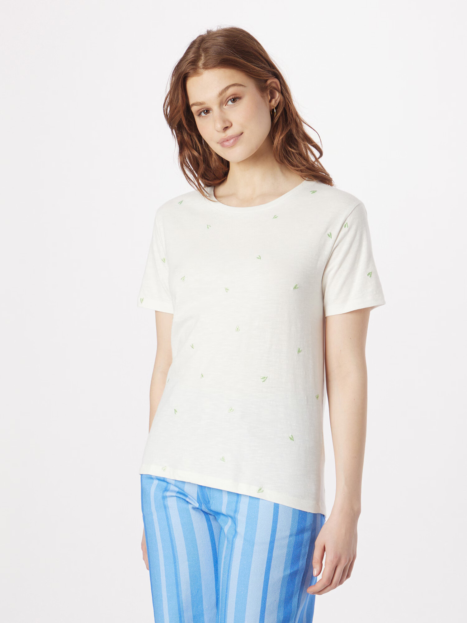 Fabienne Chapot Tricou 'Phil' verde pastel / alb - Pled.ro