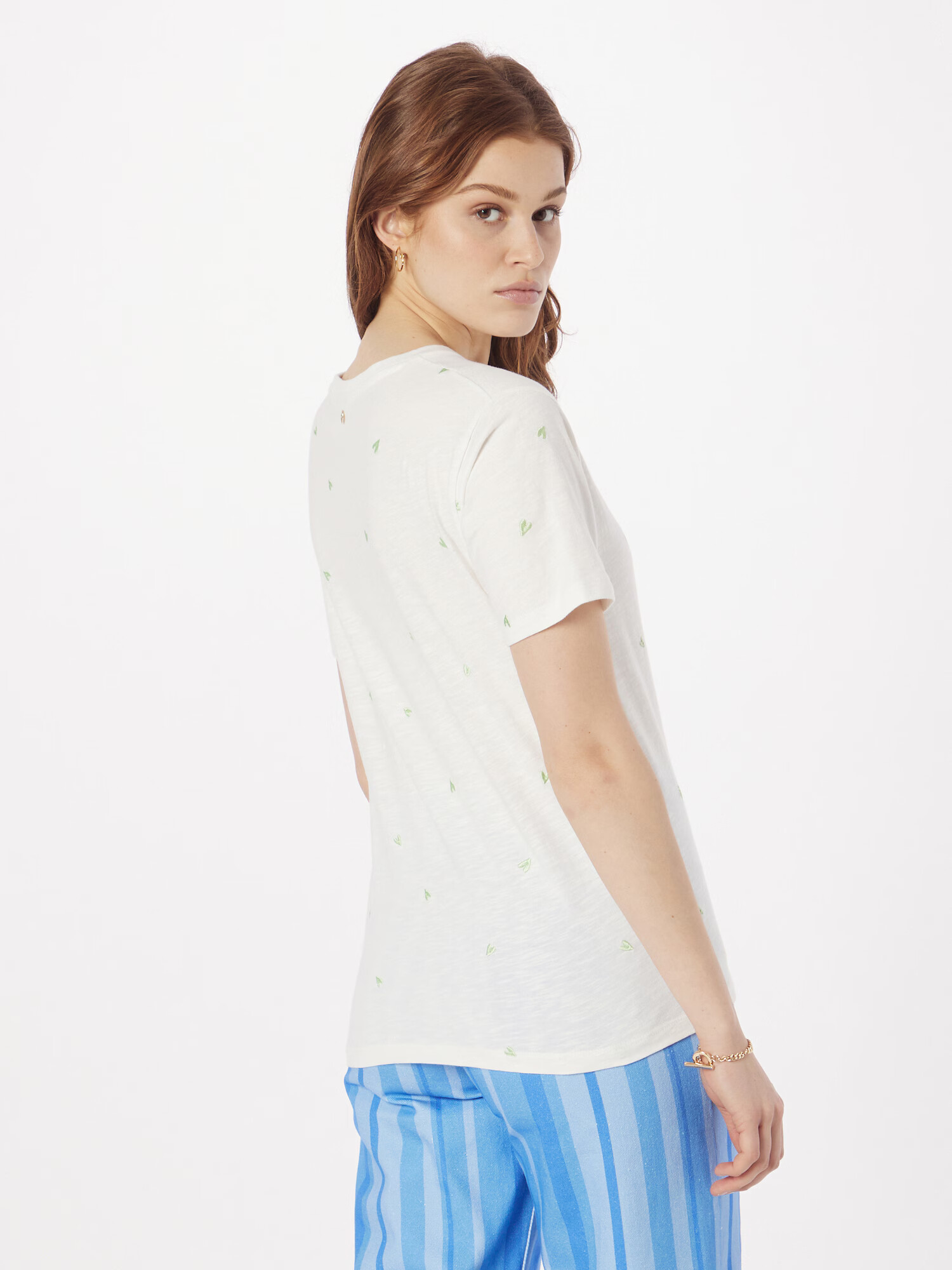 Fabienne Chapot Tricou 'Phil' verde pastel / alb - Pled.ro