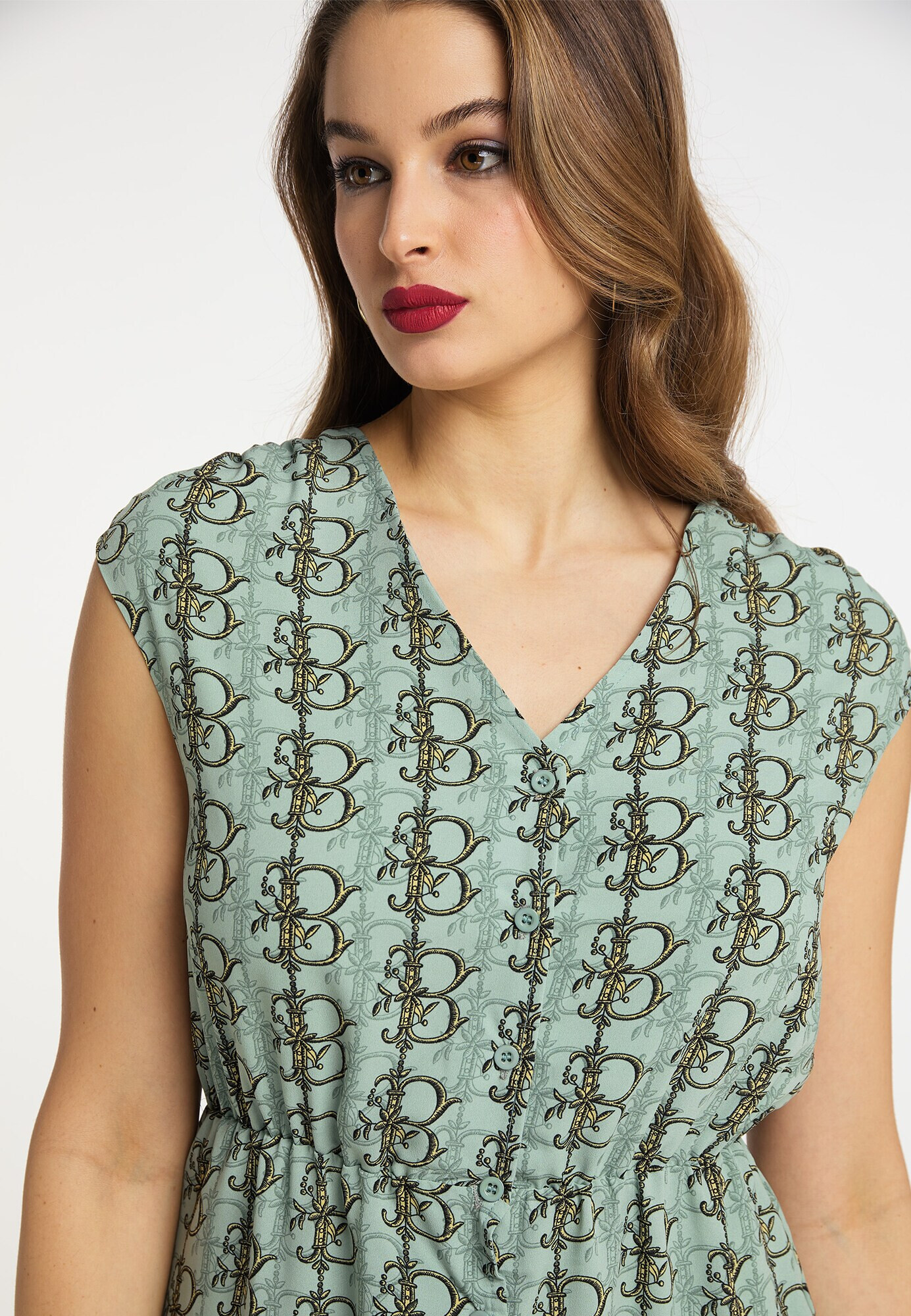 faina Rochie galben / verde mentă / verde pastel / negru - Pled.ro