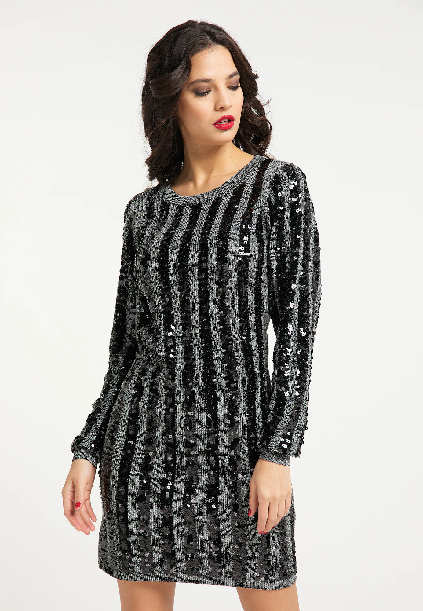 faina Rochie tricotat gri / negru - Pled.ro