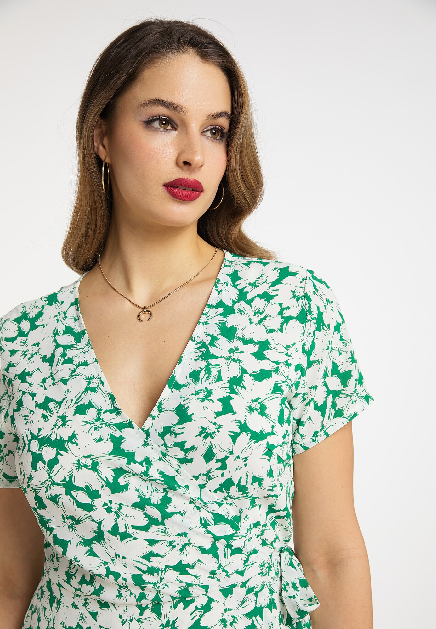 faina Rochie verde / alb - Pled.ro