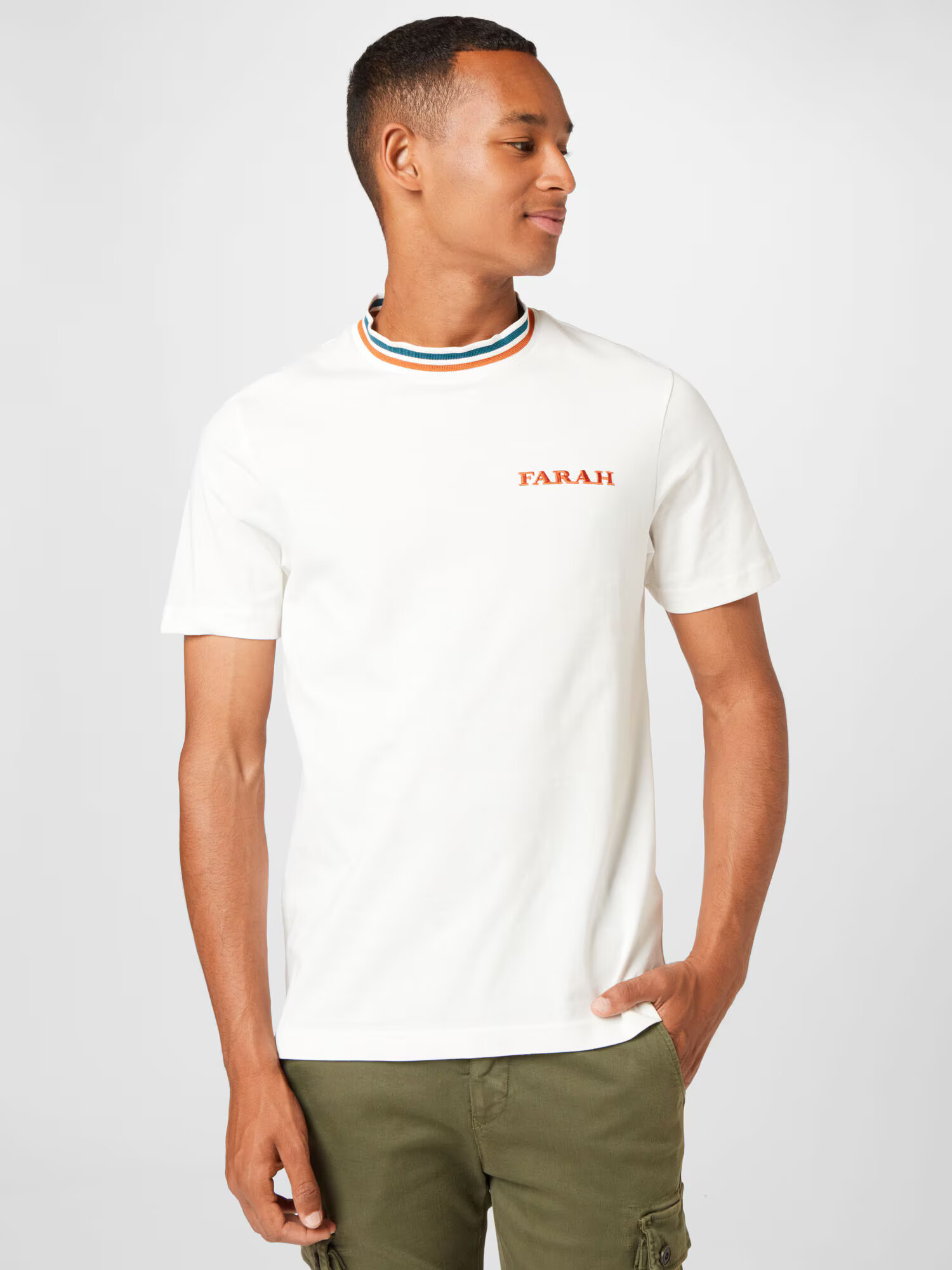 FARAH Tricou ecru / albastru închis / portocaliu homar - Pled.ro