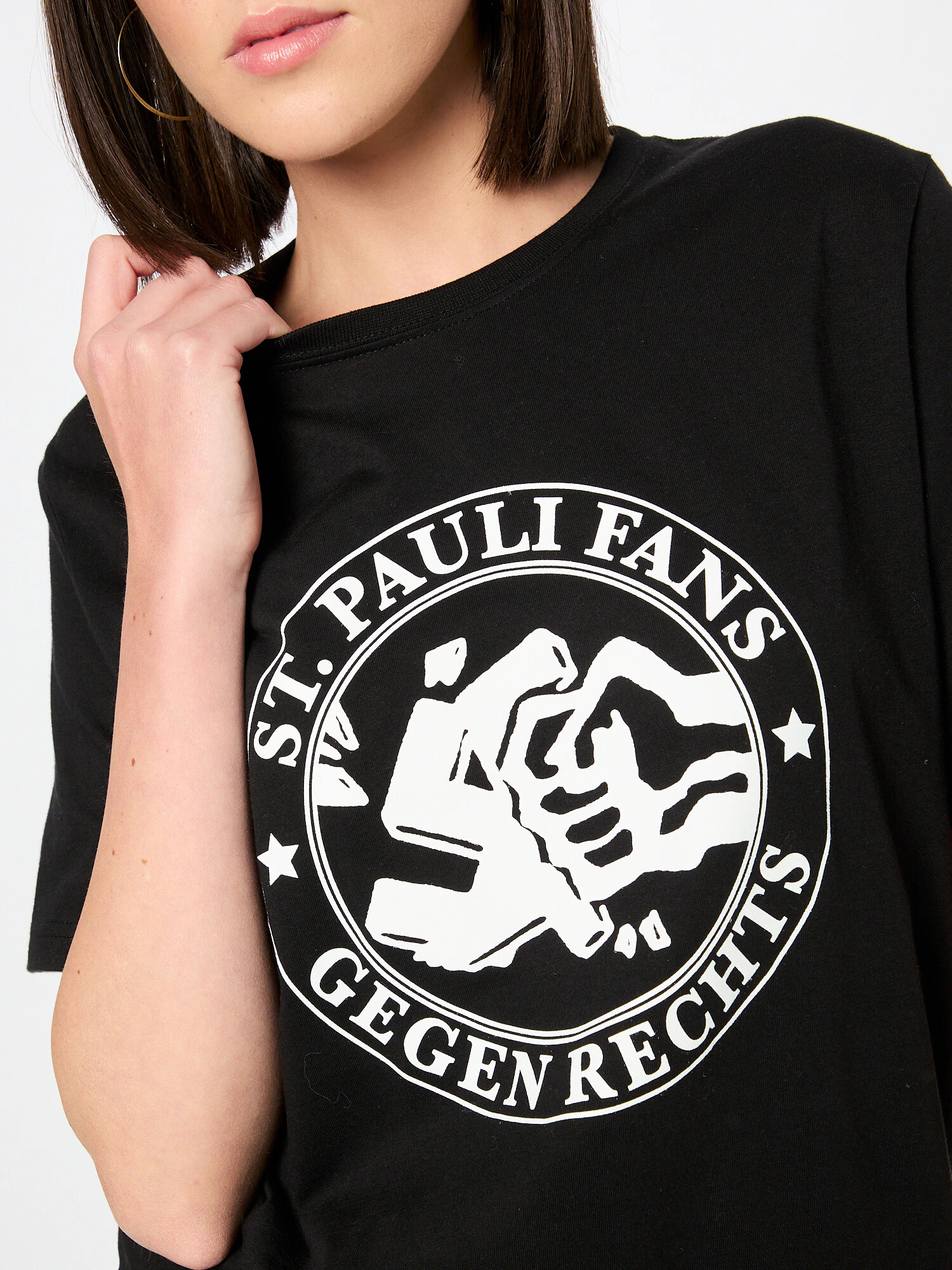 FC St. Pauli Tricou 'Gegen Rechts' gri metalic / negru / alb - Pled.ro