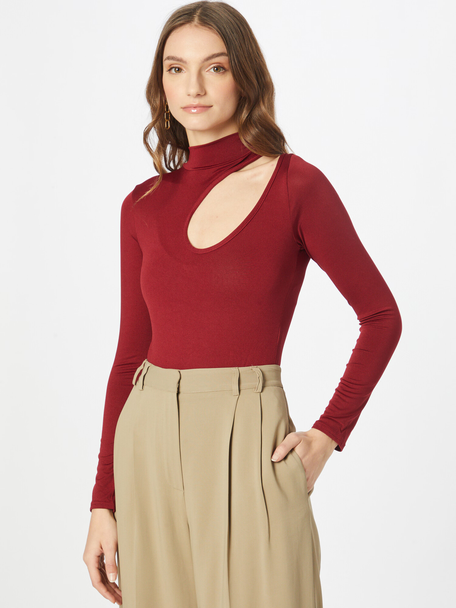 Femme Luxe Tricou body 'MADGE' roșu burgundy - Pled.ro