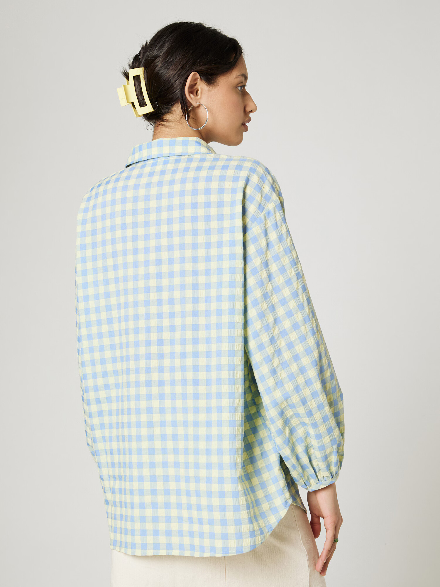 florence by mills exclusive for ABOUT YOU Bluză 'Gingham' albastru / verde neon - Pled.ro