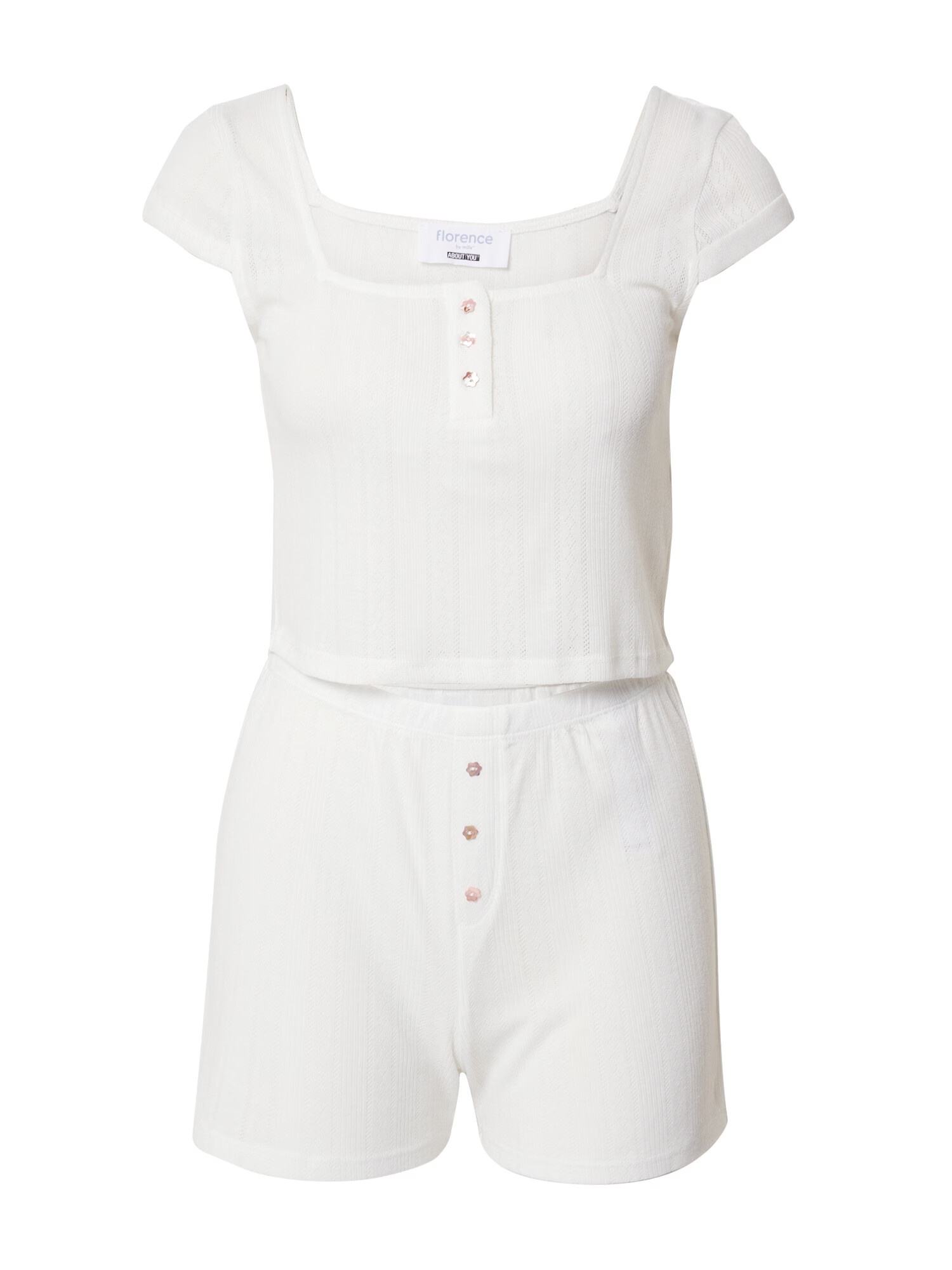 florence by mills exclusive for ABOUT YOU Pijama 'Spring Showers ' alb murdar - Pled.ro