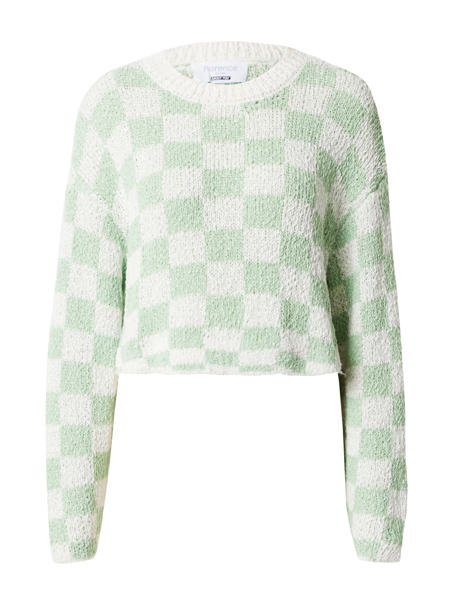 florence by mills exclusive for ABOUT YOU Pulover 'Peace & Quite' verde / alb - Pled.ro