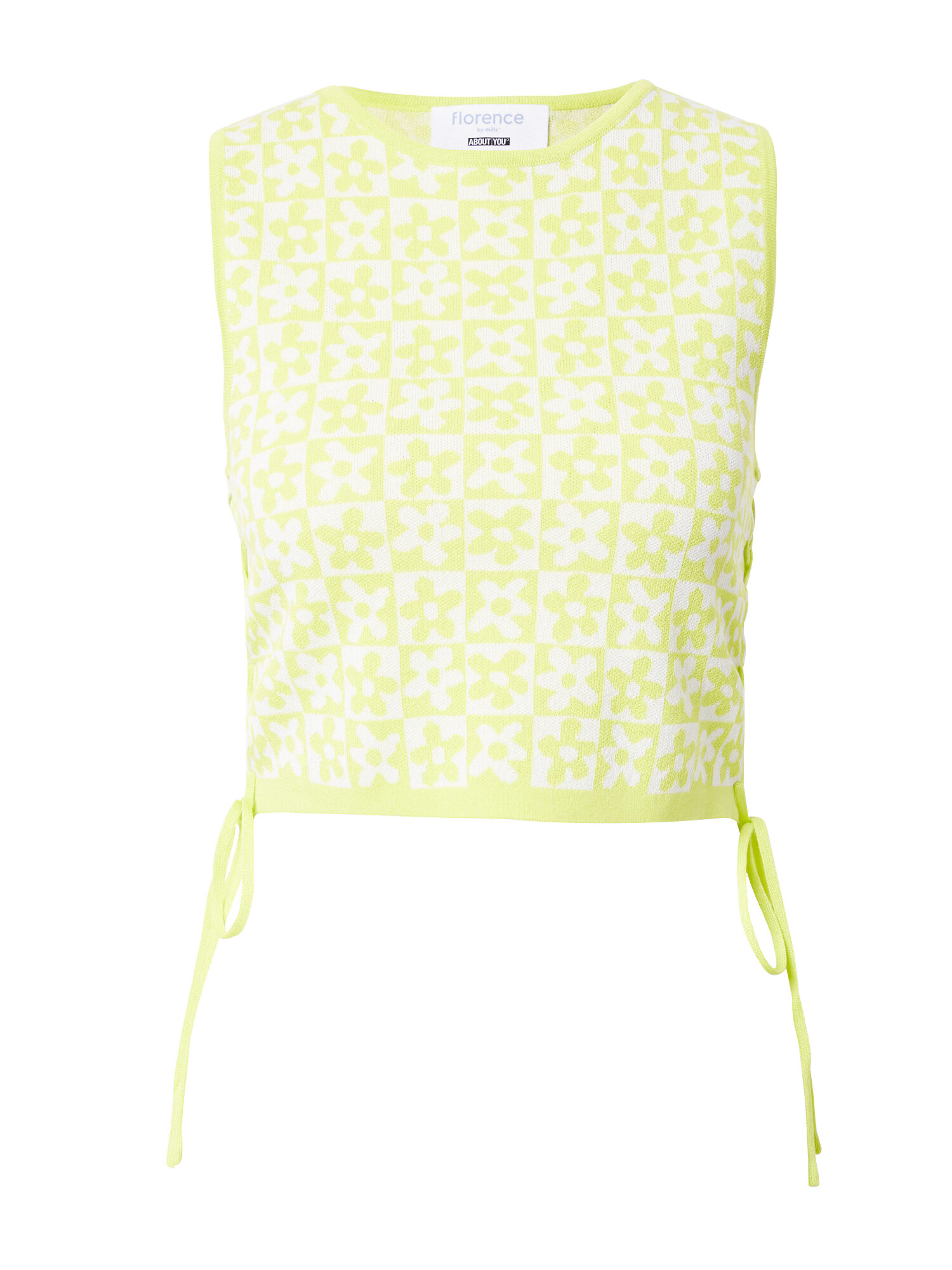 florence by mills exclusive for ABOUT YOU Top brodat 'Flower Child ' verde neon / alb - Pled.ro