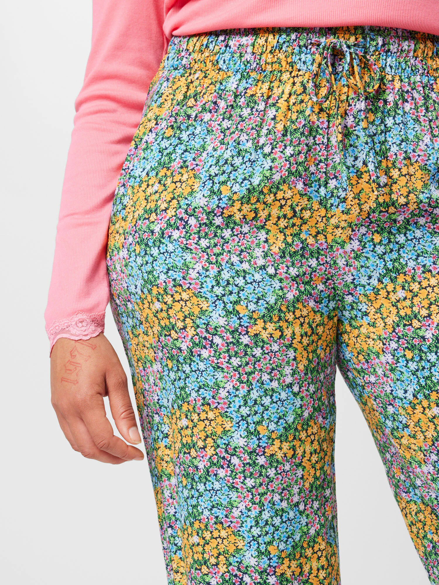 Fransa Curve Pantaloni albastru aqua / galben / roz / alb - Pled.ro