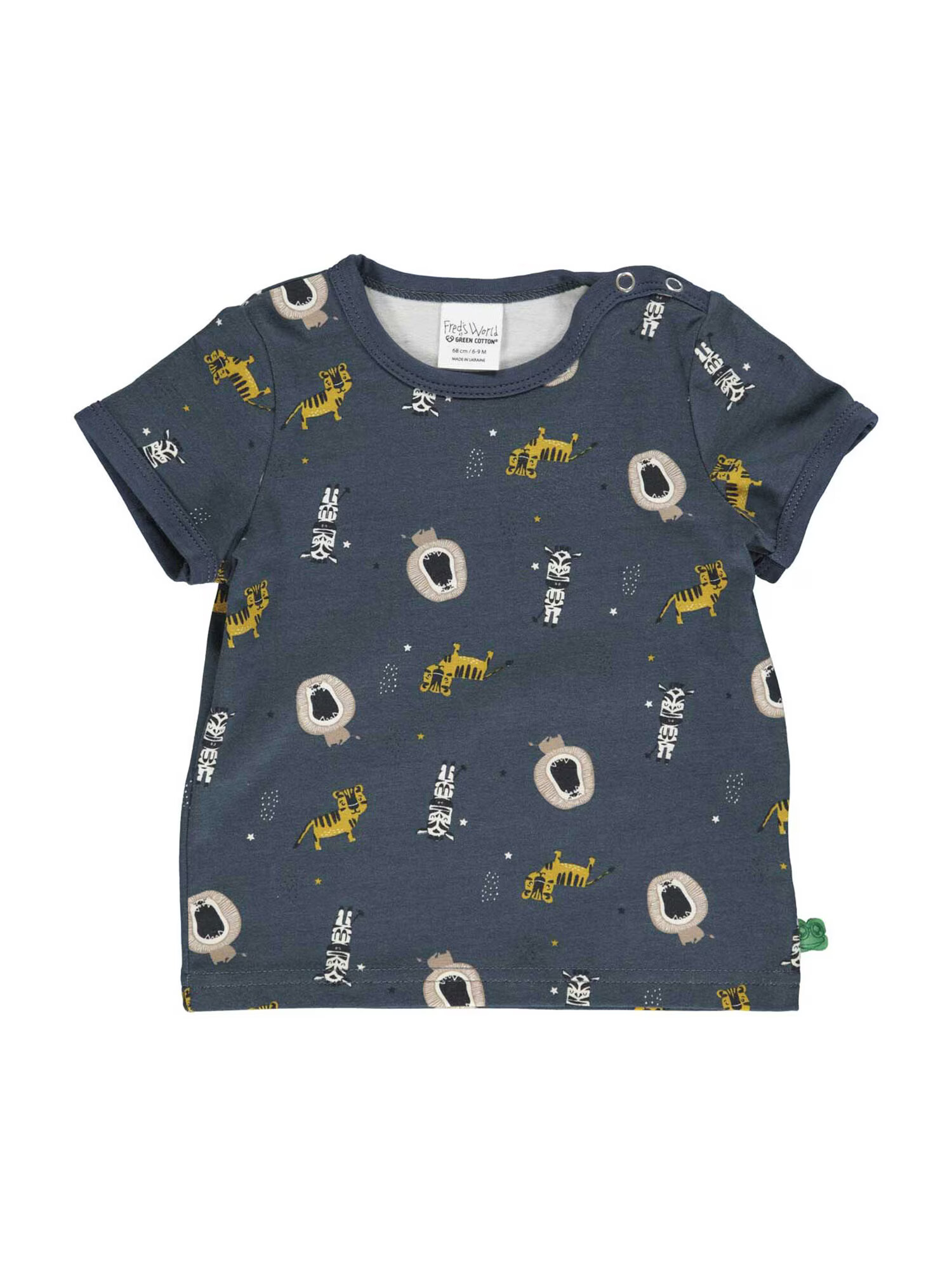 Fred's World by GREEN COTTON Tricou 'Animal' albastru noapte / galben / gri taupe / alb - Pled.ro