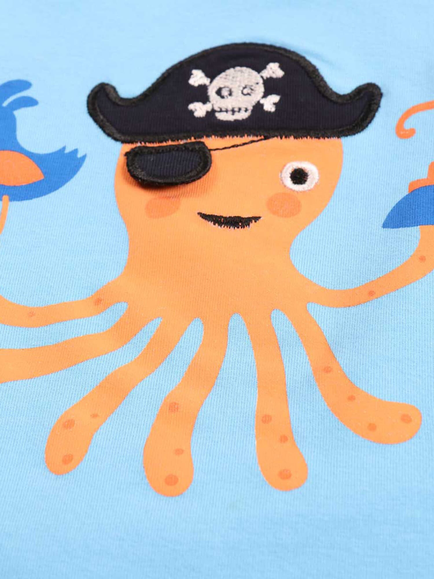 Fred's World by GREEN COTTON Tricou 'Hello Captain ' bleumarin / albastru deschis / portocaliu / negru - Pled.ro