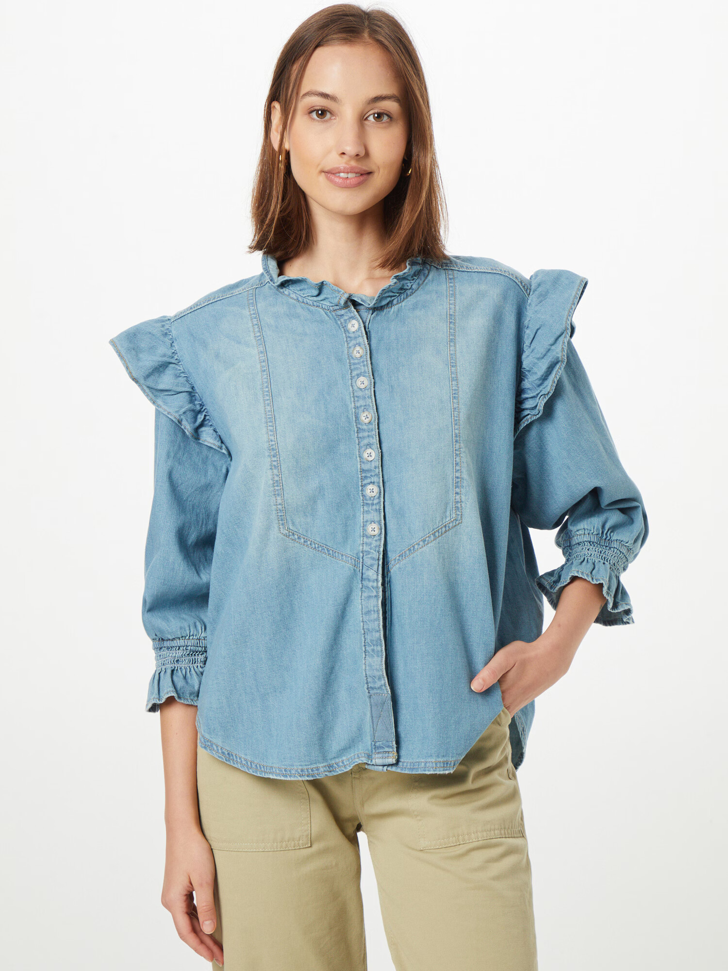 Free People Bluză albastru denim - Pled.ro