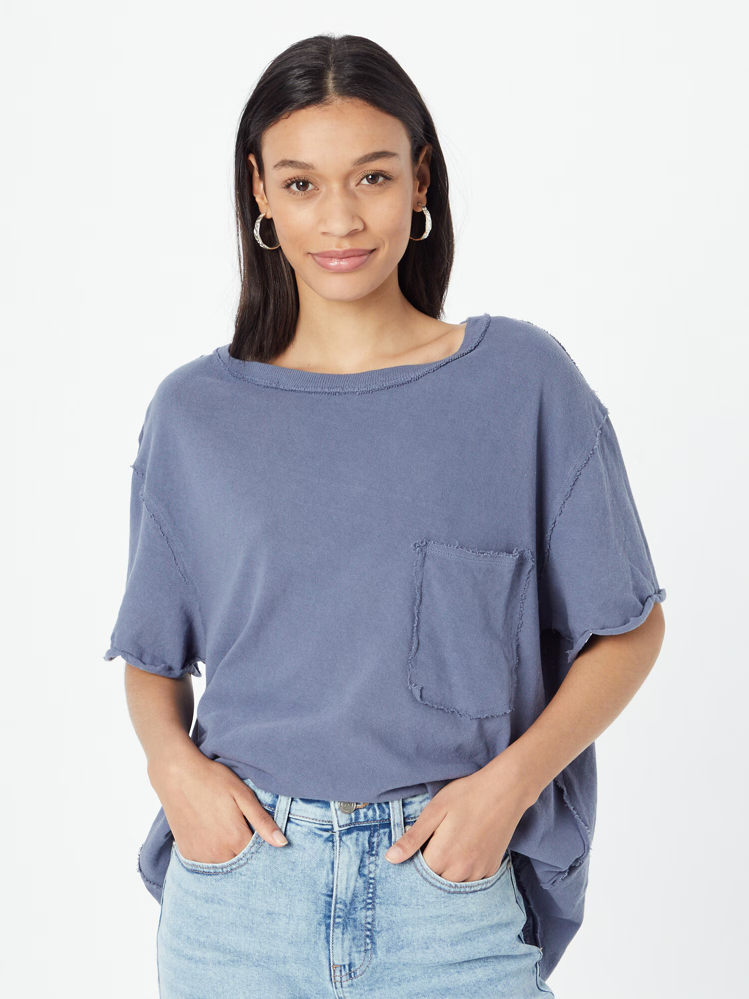 Free People Tricou albastru porumbel - Pled.ro