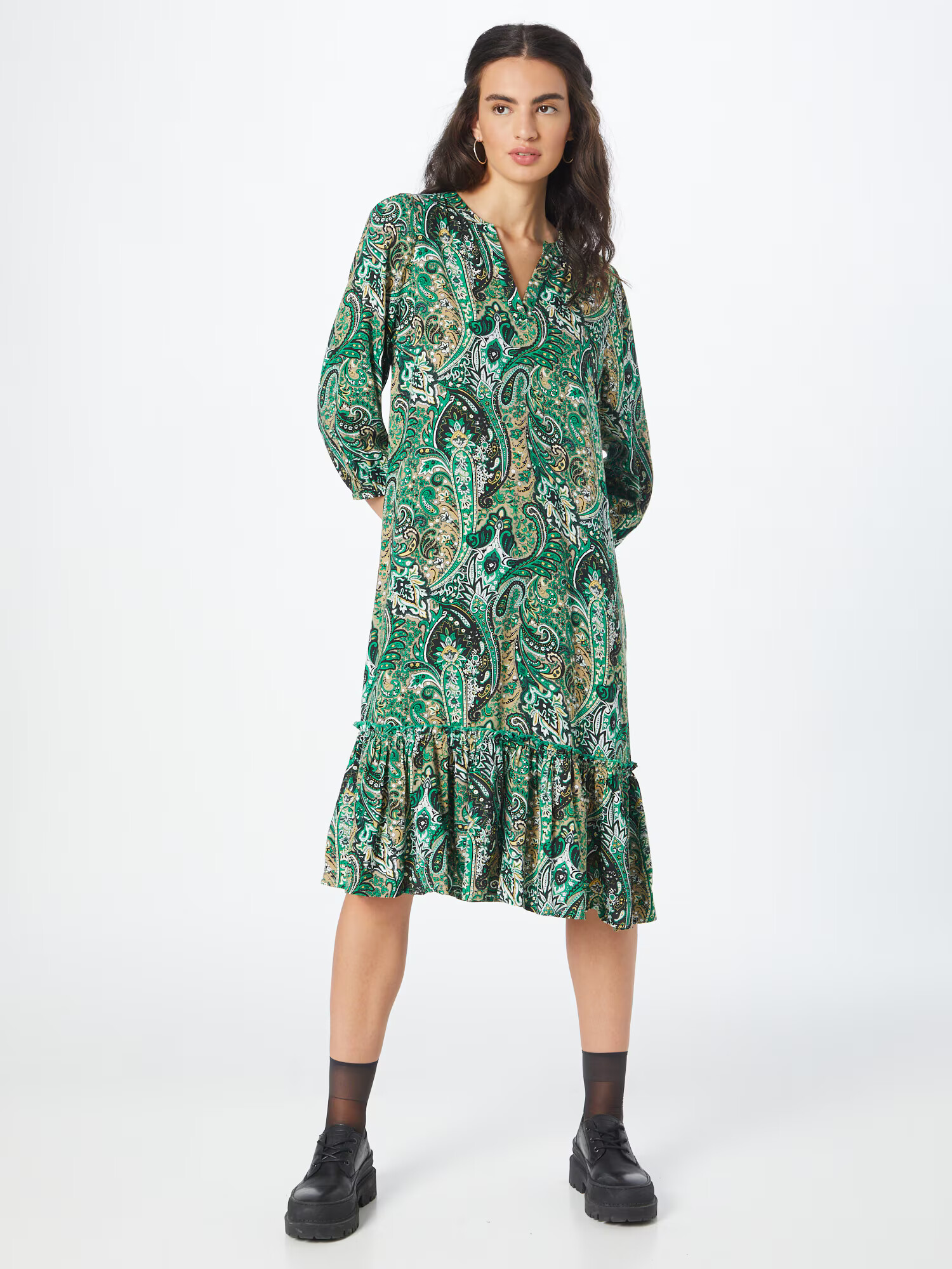 Freequent Rochie 'SURALDA' bej / verde / negru / alb - Pled.ro