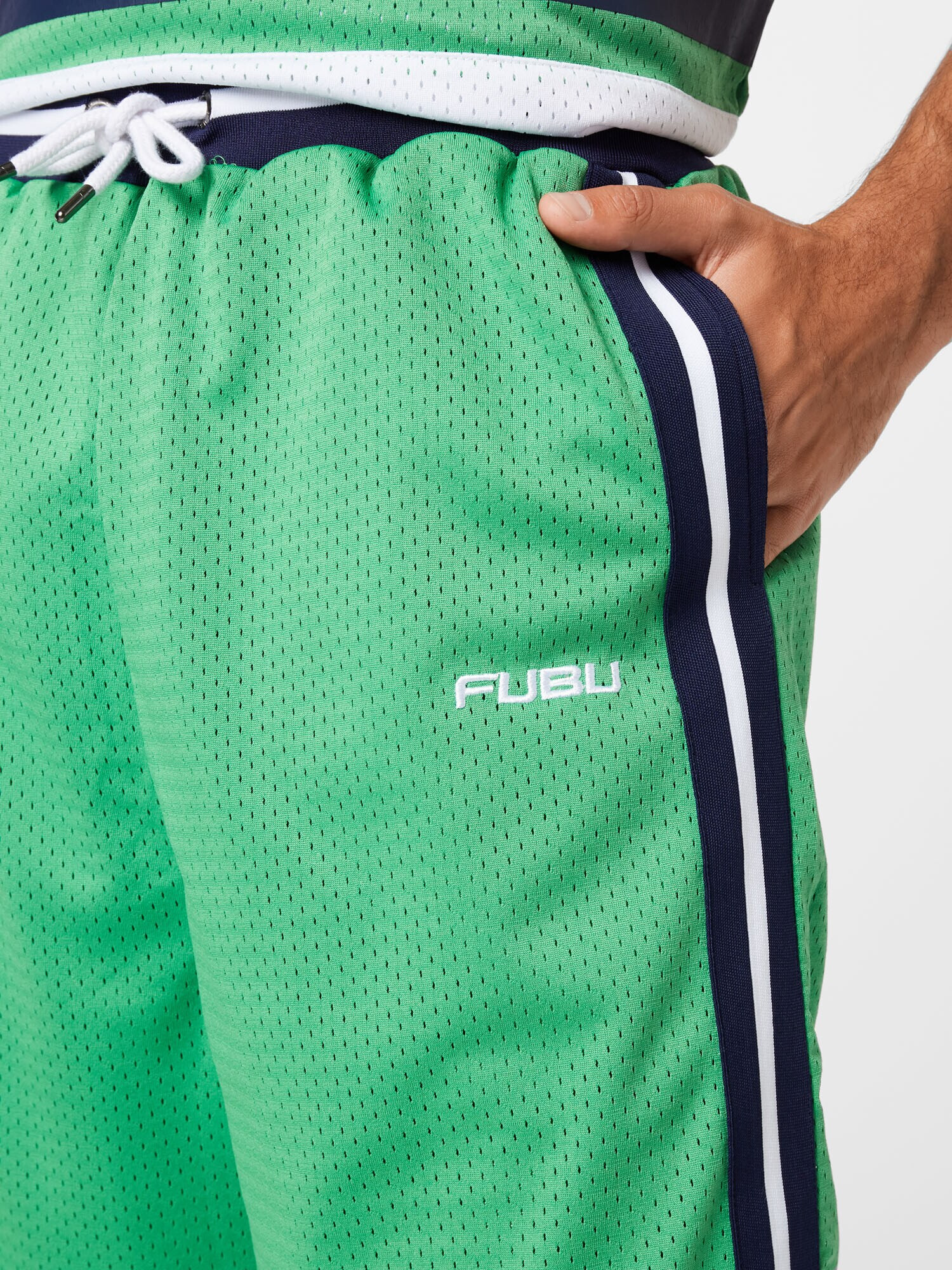 FUBU Pantaloni albastru închis / verde / alb - Pled.ro