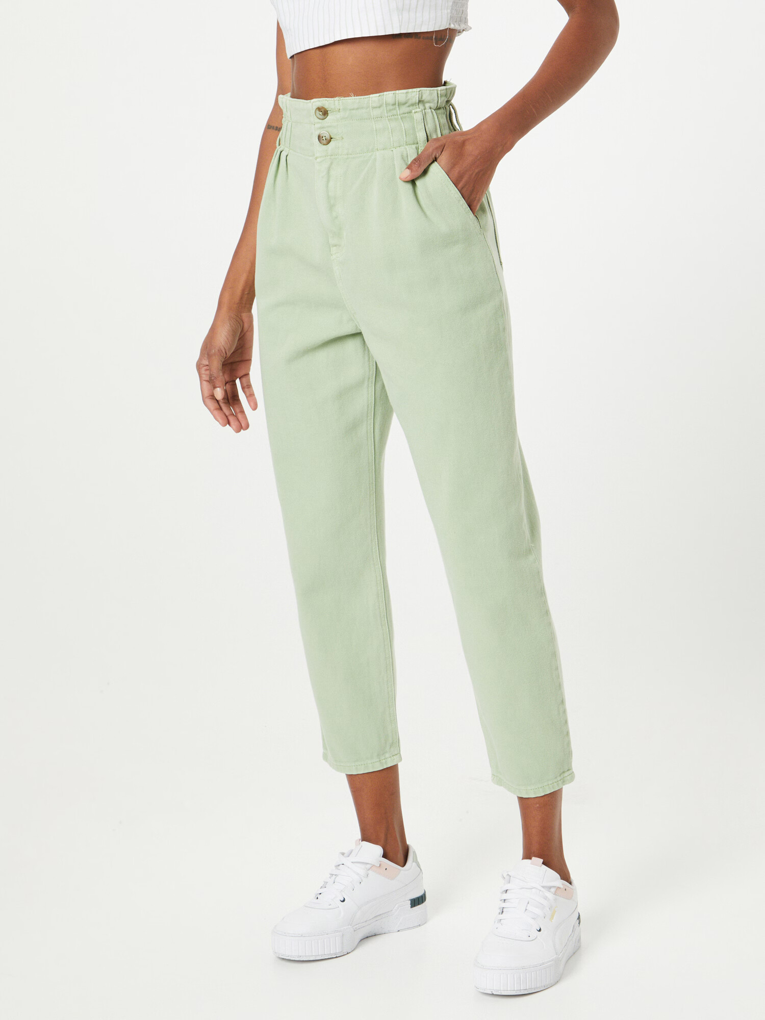 Funky Buddha Pantaloni cu cute 'Baggy' verde deschis - Pled.ro