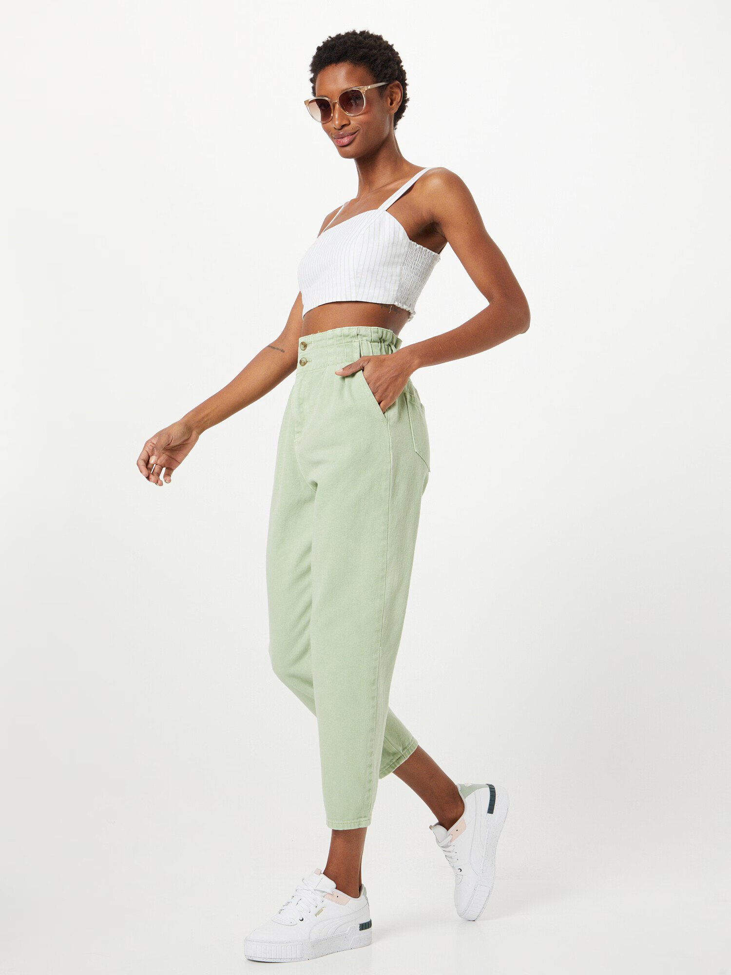 Funky Buddha Pantaloni cu cute 'Baggy' verde deschis - Pled.ro