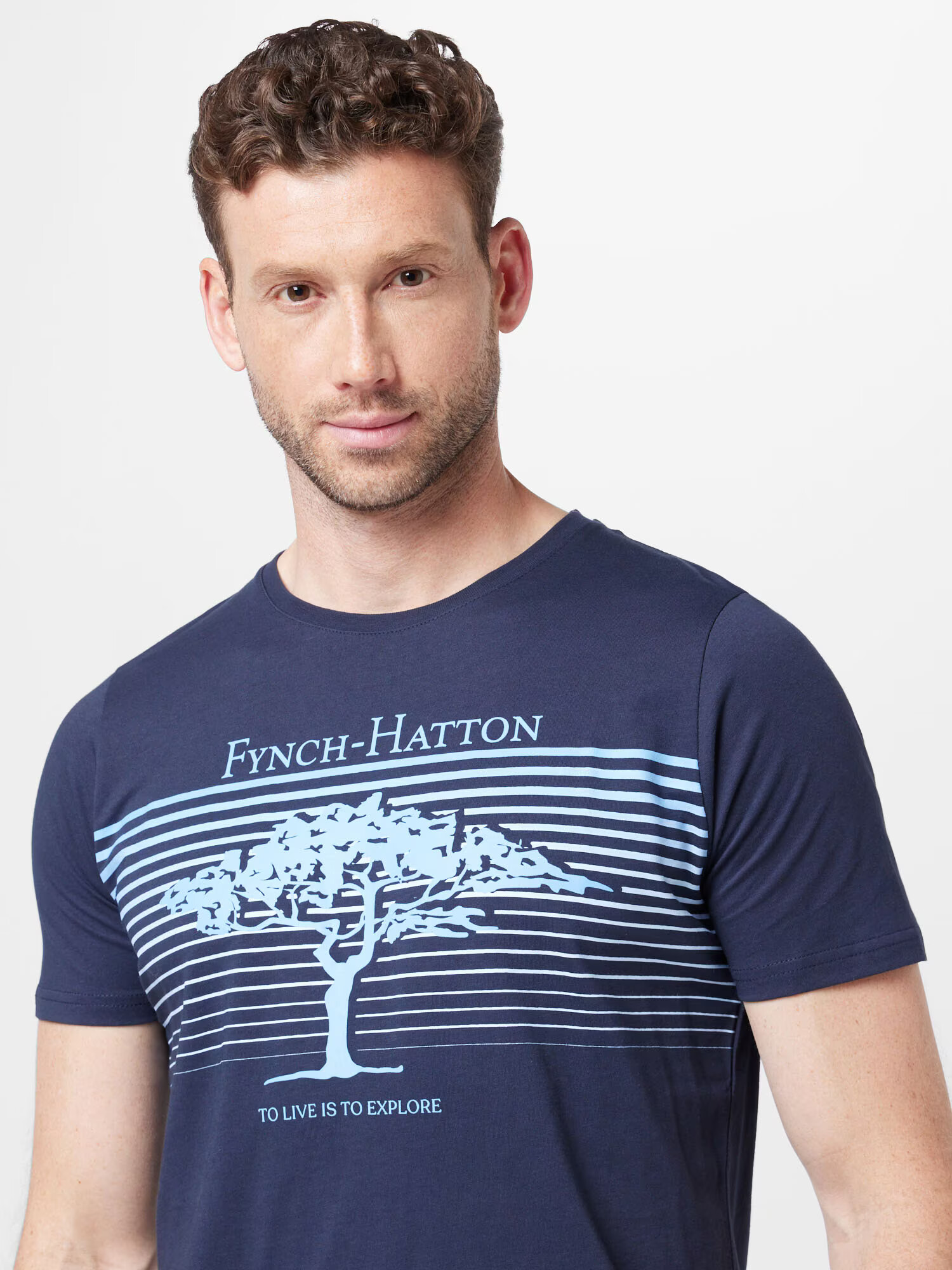 FYNCH-HATTON Tricou bleumarin / albastru deschis - Pled.ro