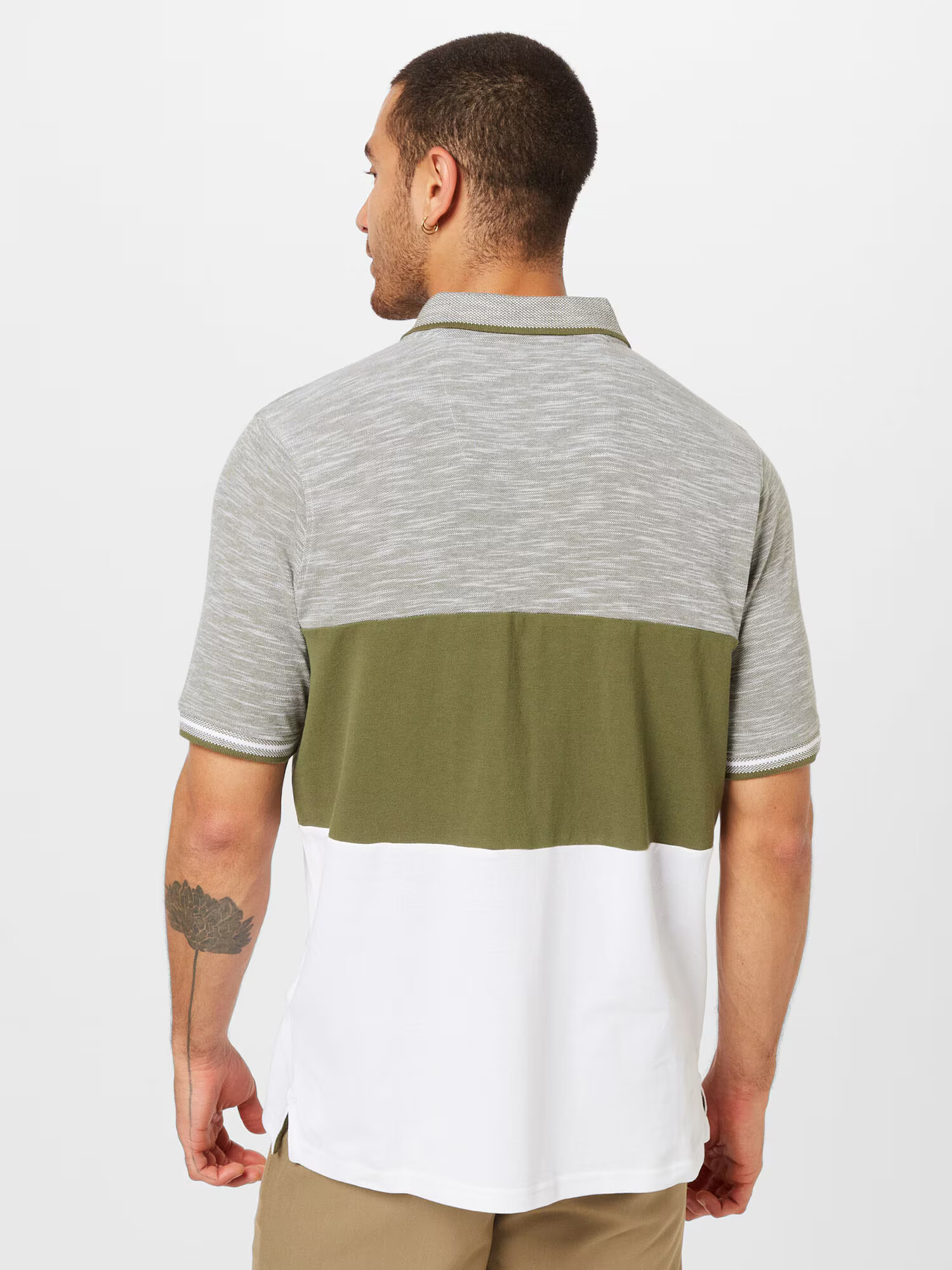 FYNCH-HATTON Tricou oliv / alb natural - Pled.ro