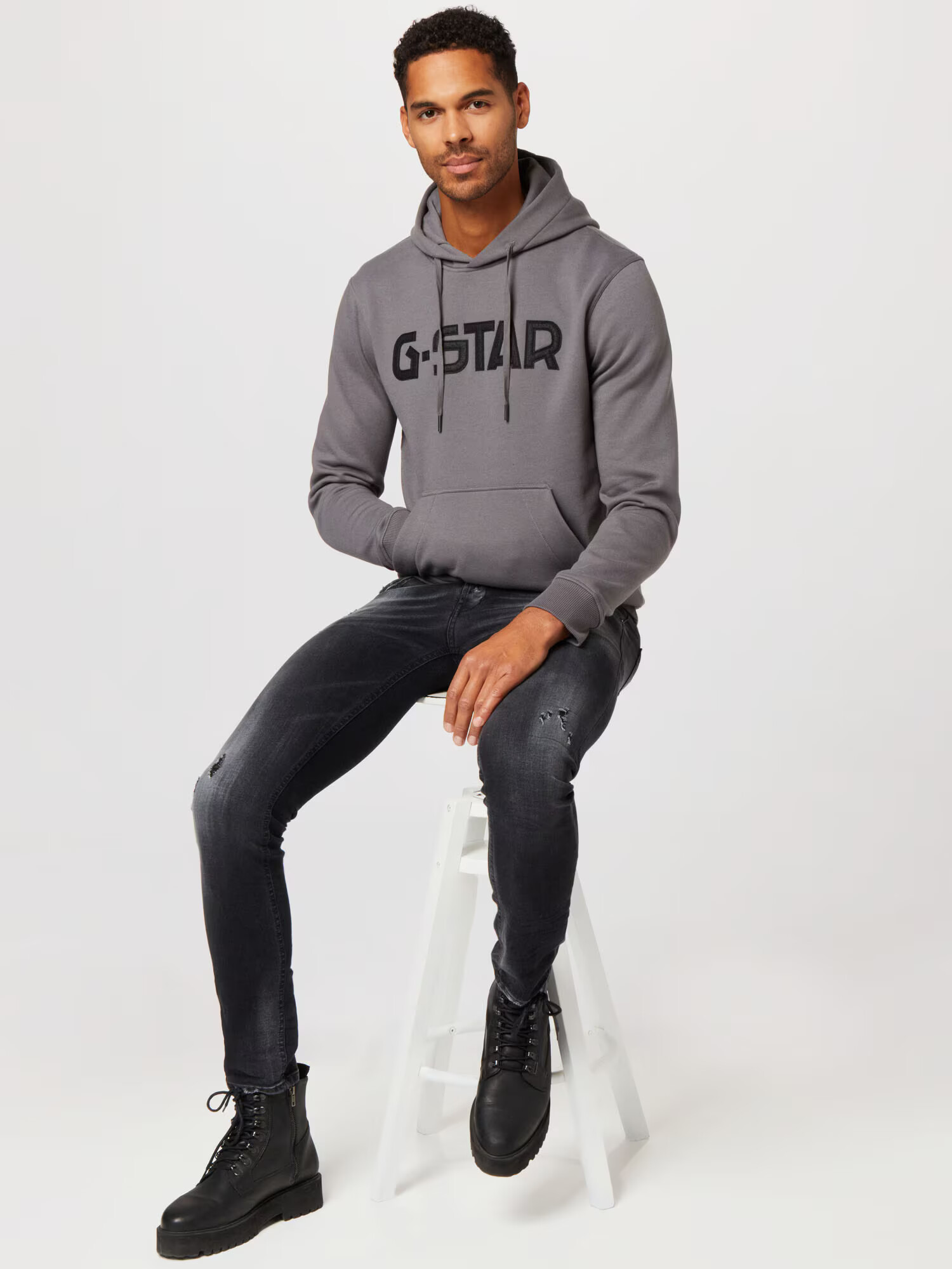 G-Star RAW Bluză de molton gri / negru - Pled.ro