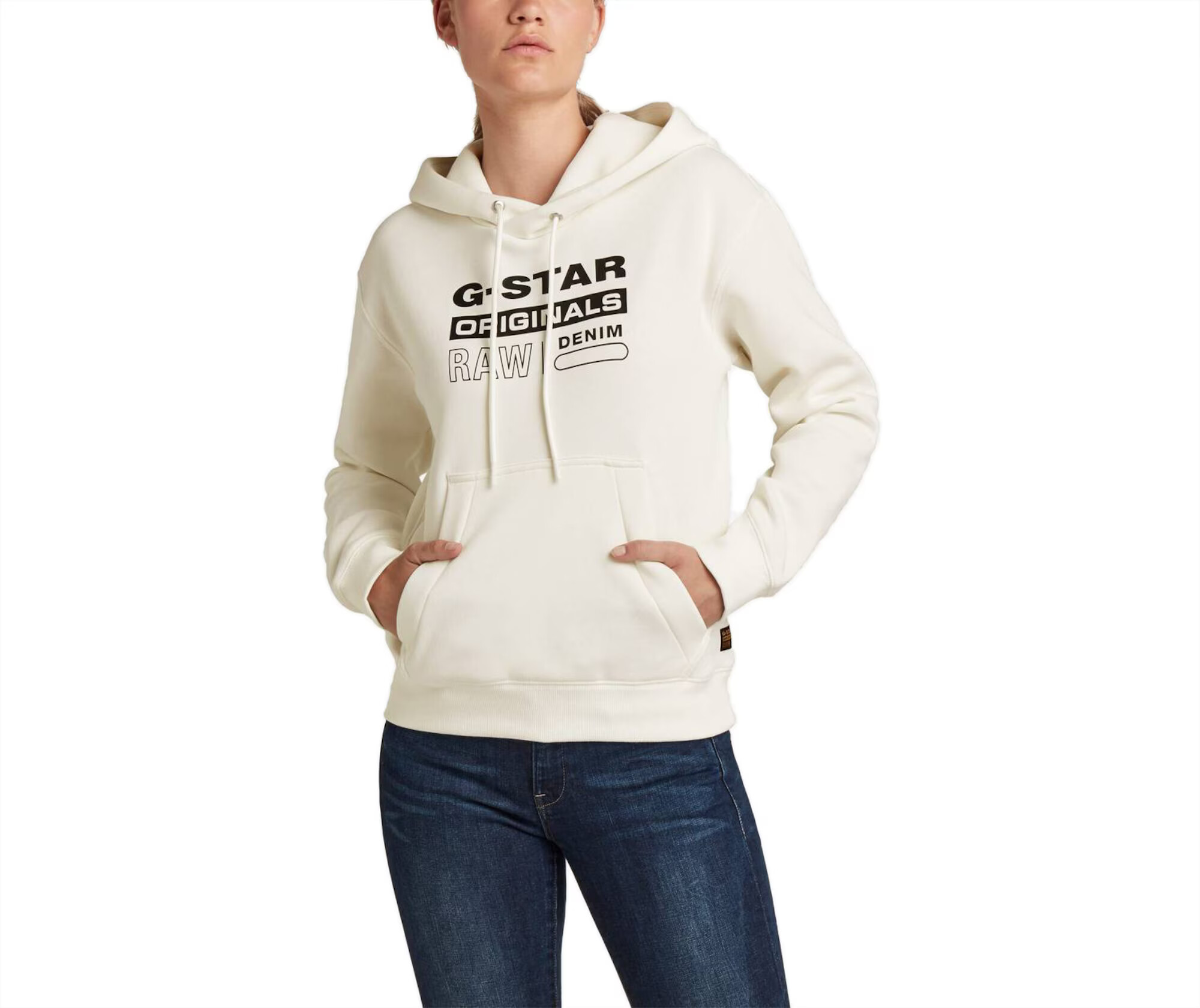 G-Star RAW Bluză de molton negru / alb - Pled.ro