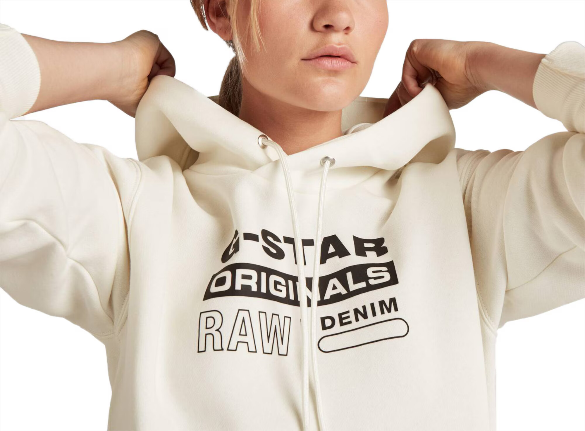 G-Star RAW Bluză de molton negru / alb - Pled.ro