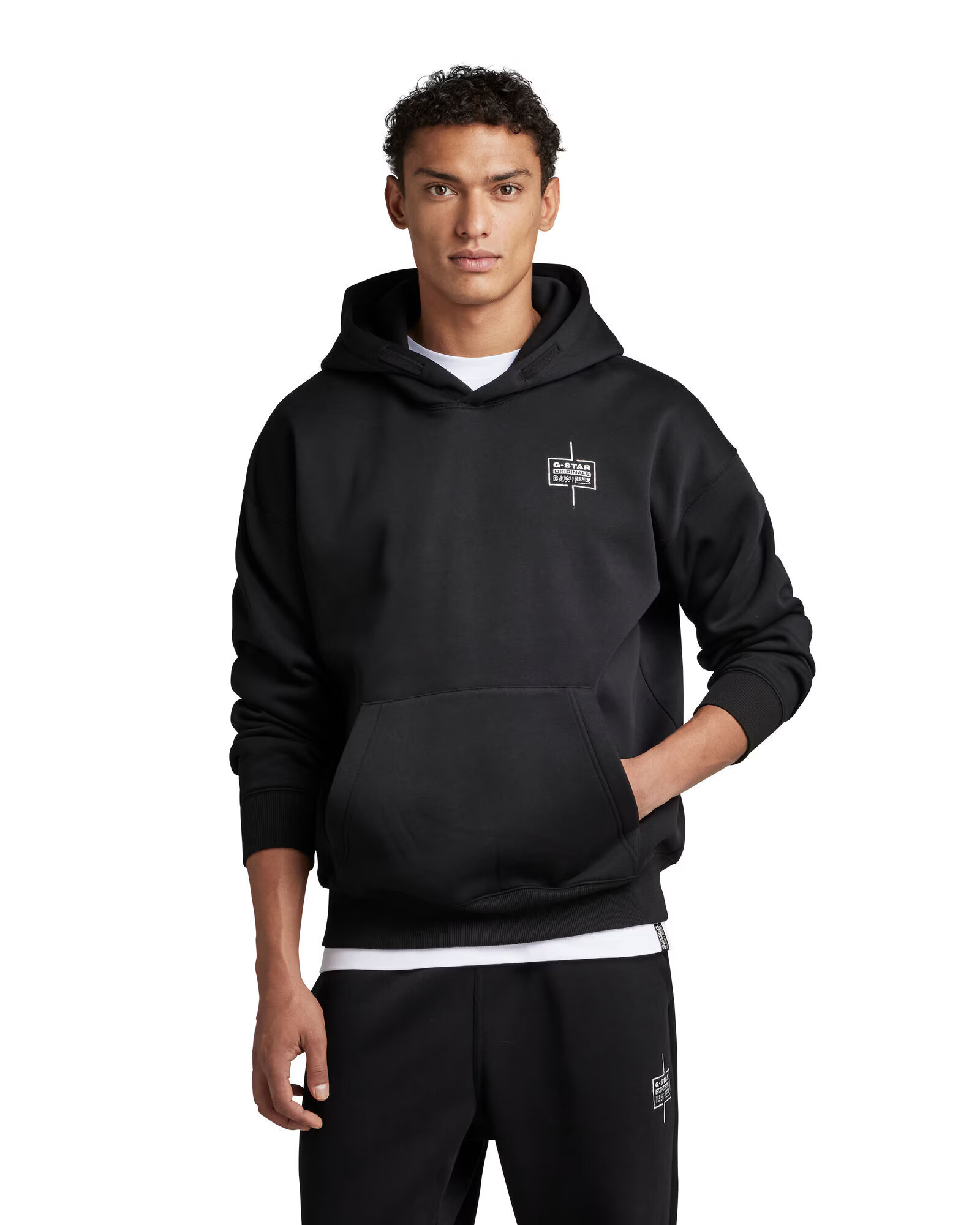 G-Star RAW Bluză de molton negru / alb - Pled.ro